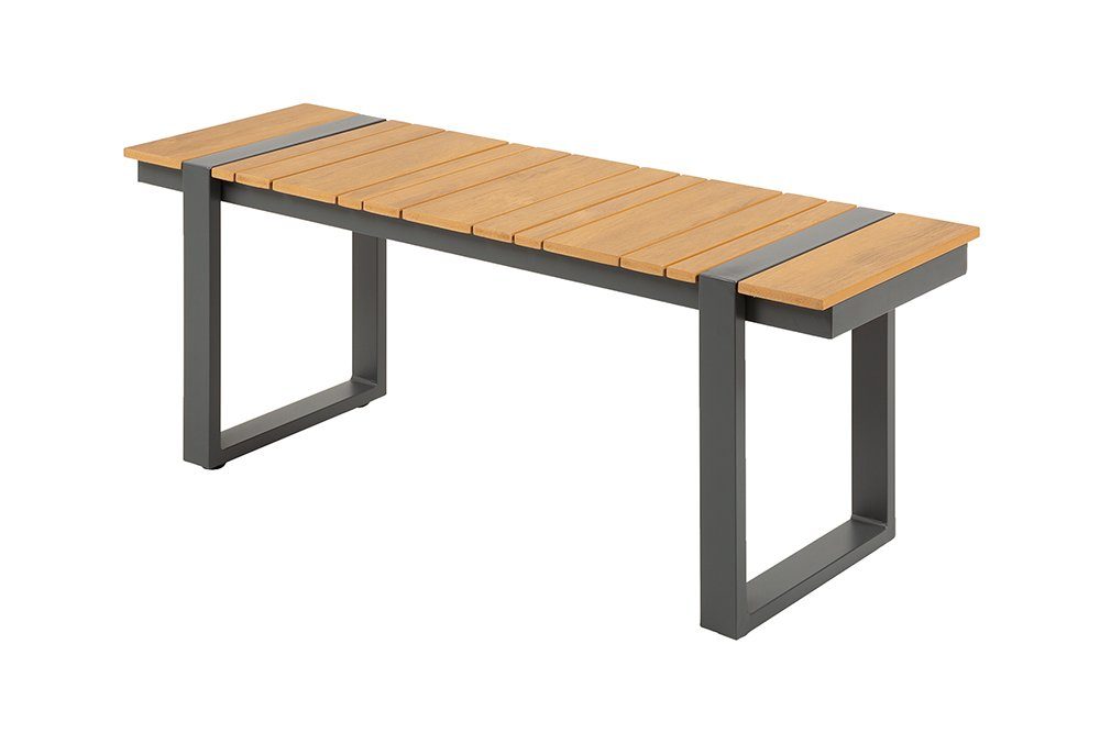 riess-ambiente Gartenbank TAMPA LOUNGE 125cm natur / grau (Einzelartikel, 1-St), wetterfest · Aluminium · Holz-Design · Outdoor · Terrasse · Modern