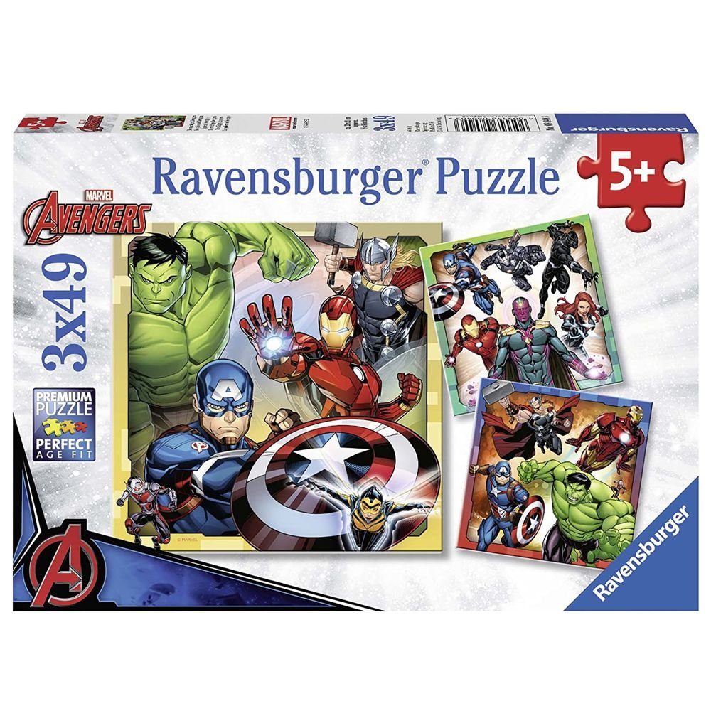 The AVENGERS Puzzle Puzzle Box 3 x 49 Teile Marvel Avengers Ravensburger Superhelden, 49 Puzzleteile