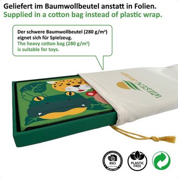WIESEN.design Spielzeugtruhe Sitztruhe-Dschungel für Spielzeug Aufbewahrung, 60x30x30cm, 54L, belastbar mit 150kg, inkl. eines Baumwollsacks, gratis Versand