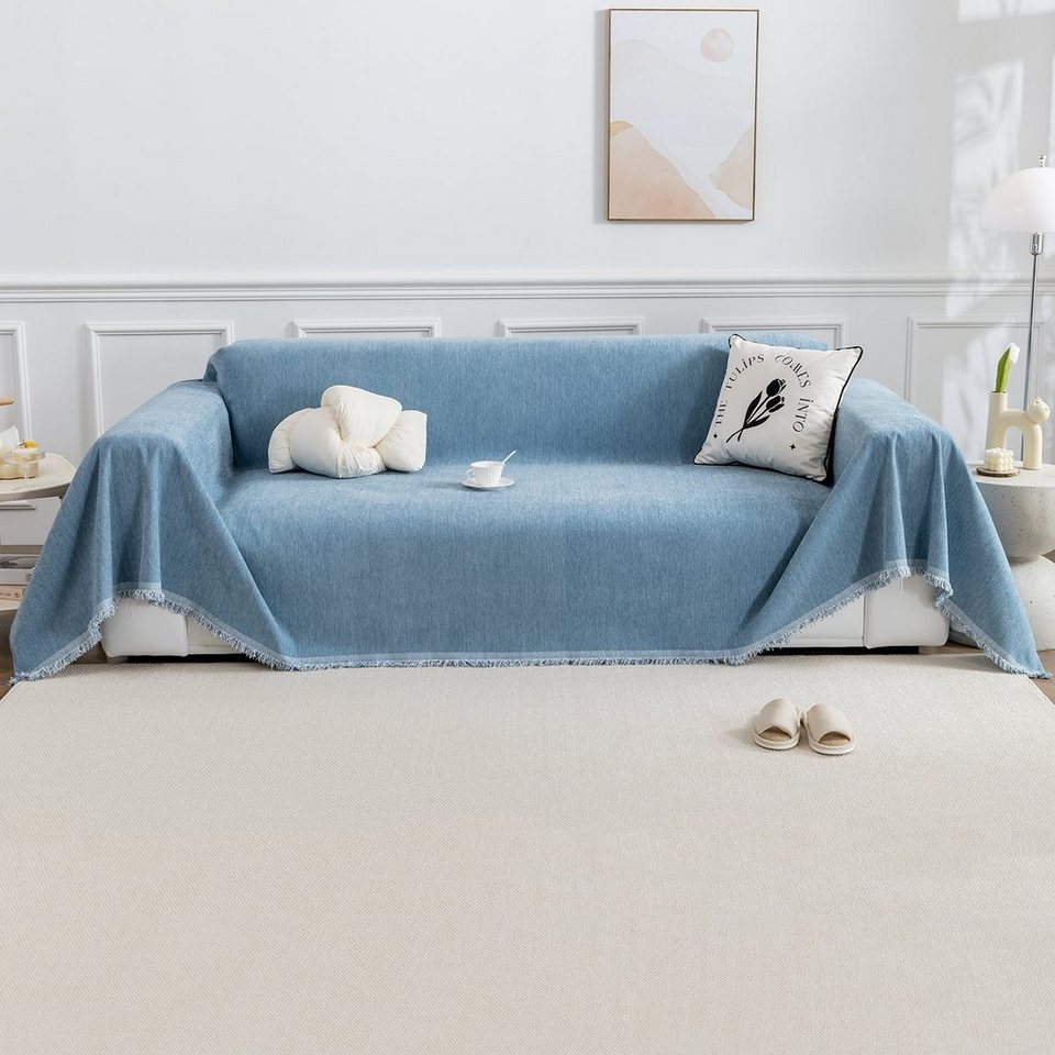 Qelus Sofahusse Sofa überwurfdecke 1 St., Blau, Gr. 180 cm
