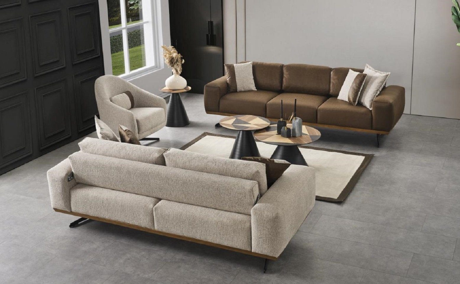 JVmoebel Wohnzimmer-Set Sofagarnitur Sitzer Luxus Wohnzimmer 4+3+1 Möbel Made Sessel), + + Nur 3tlg, Europe Sitz Sofas in Couch Sofa (3-St., 4 3