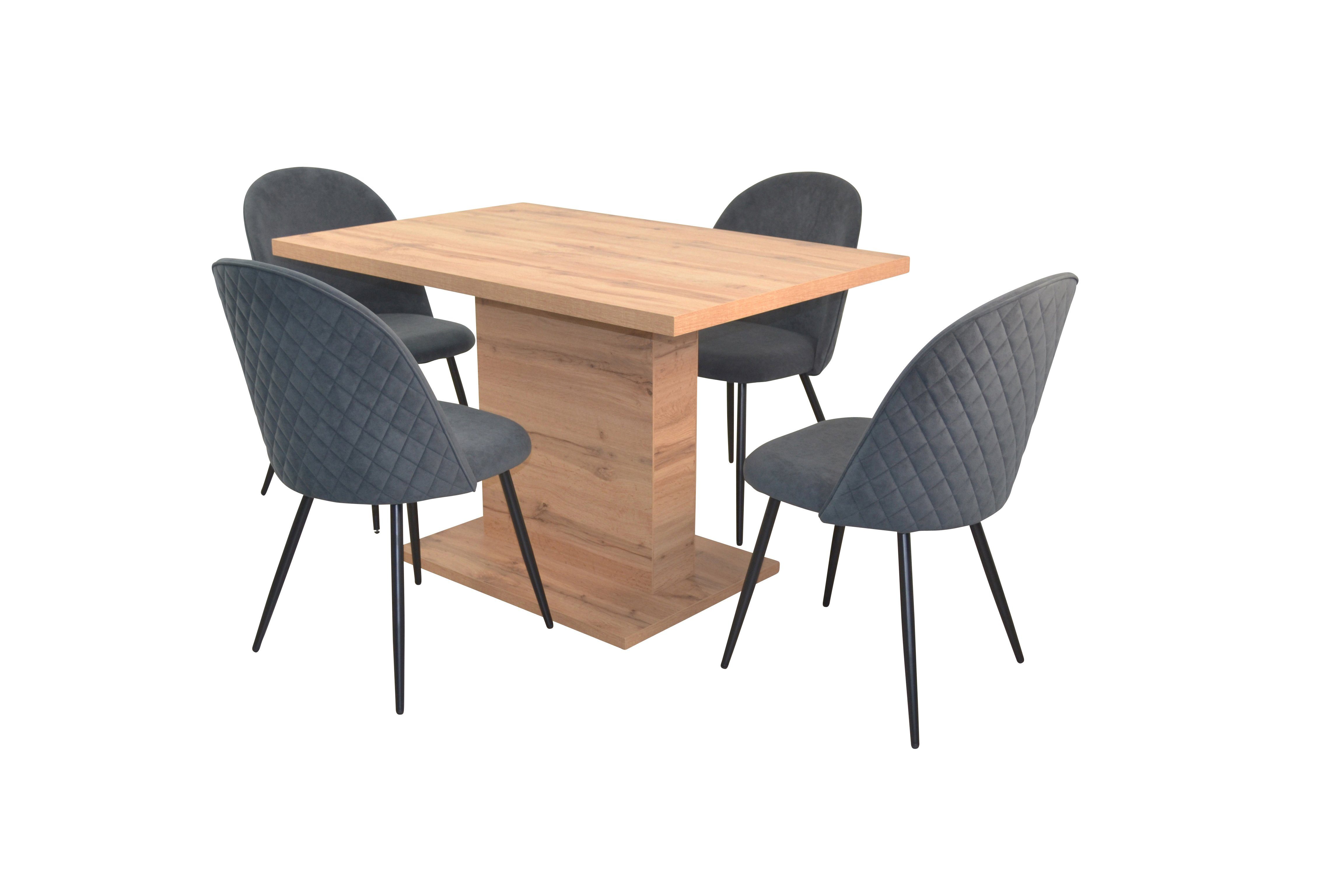 moebel-direkt-online Essgruppe 5teilige Tischgruppe, bestehend aus Esstisch, ausziehbar und 4 Stühlen, (Spar-Set, 5teiliges Set) grau