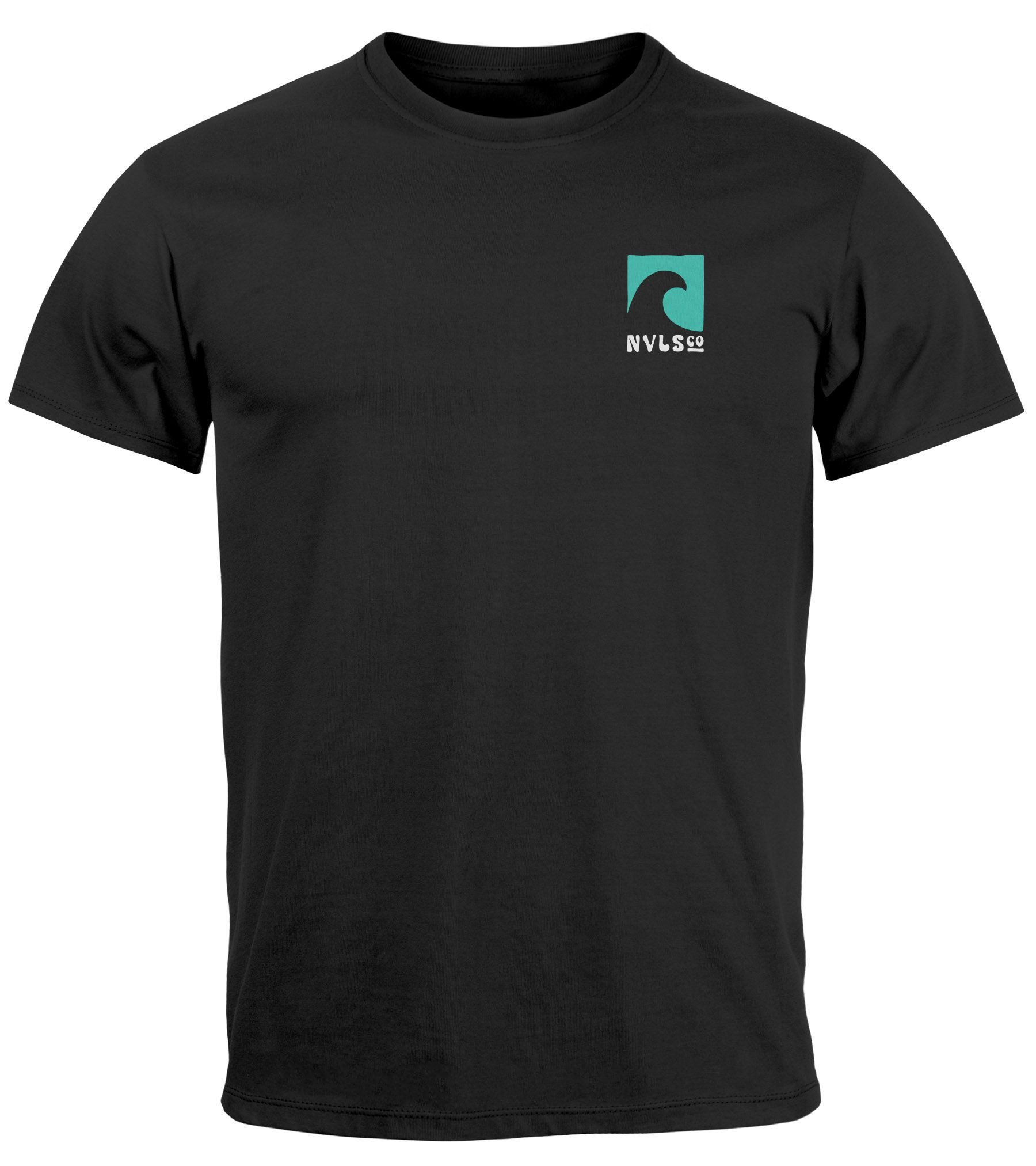 Neverless Print-Shirt Herren T-Shirt Backprint Surfing Welle Meer Icon Printshirt Grafik mit Print