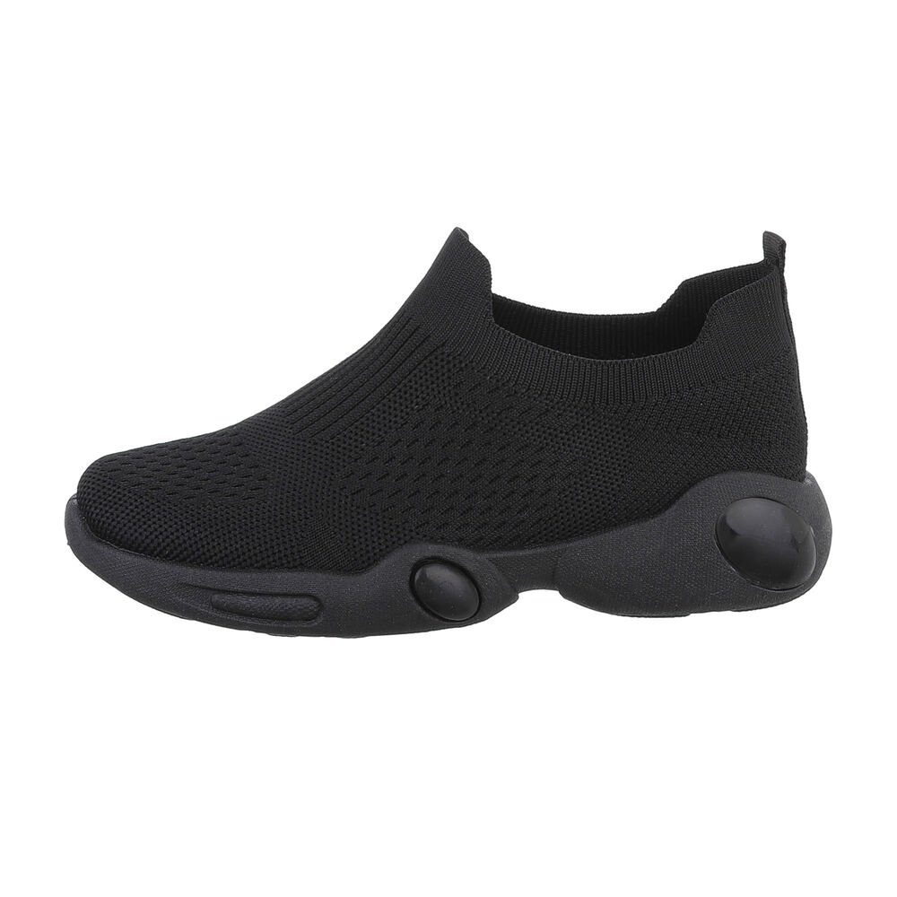 Ital-Design Kinder Low-Top Freizeit Sneaker Flach Freizeitschuhe in Schwarz