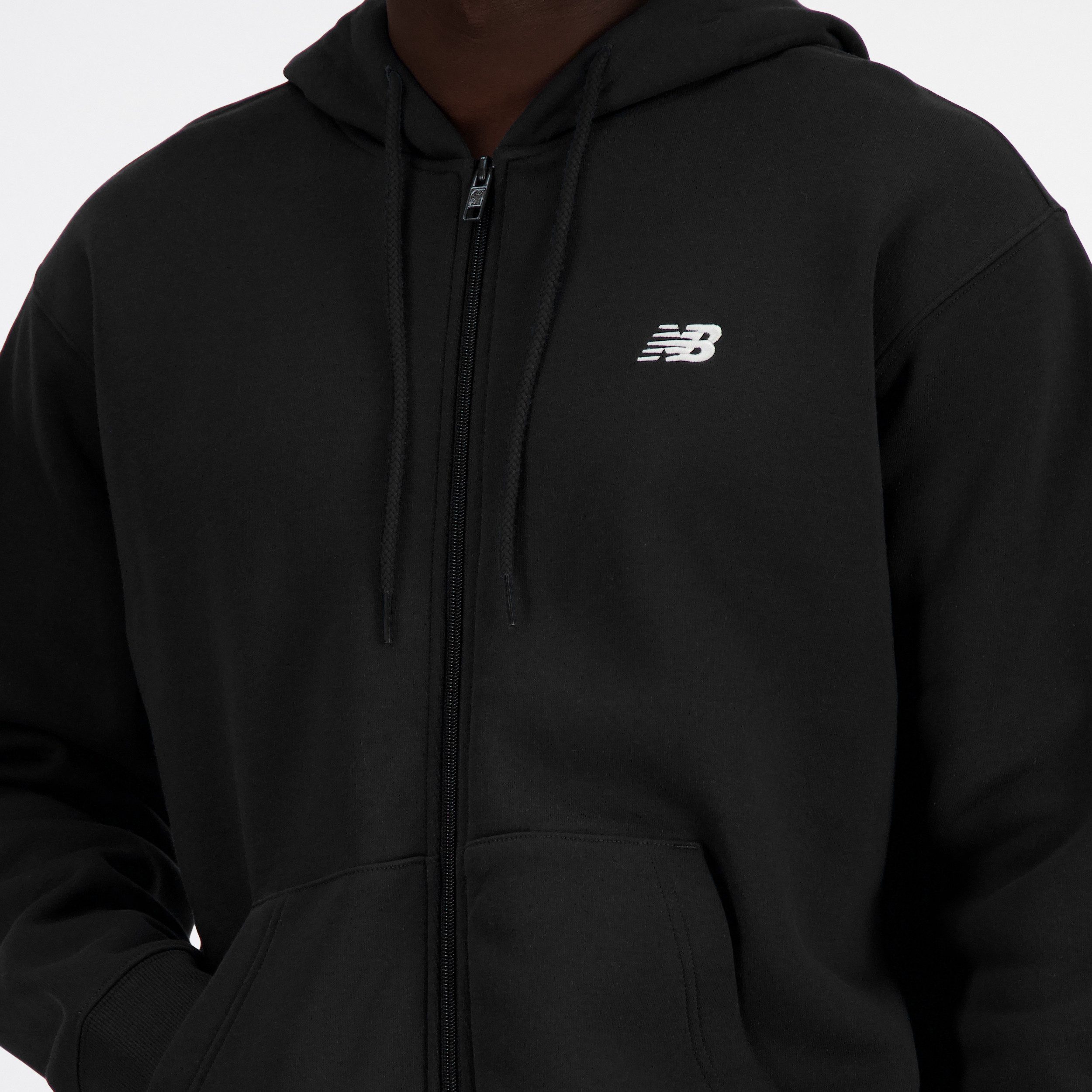 New Balance Sweatjacke Sport Essentials Logo French Terry Full Zip mit Kapuze, mit Eingrifftaschen, aus Baumwolle und Polyester
