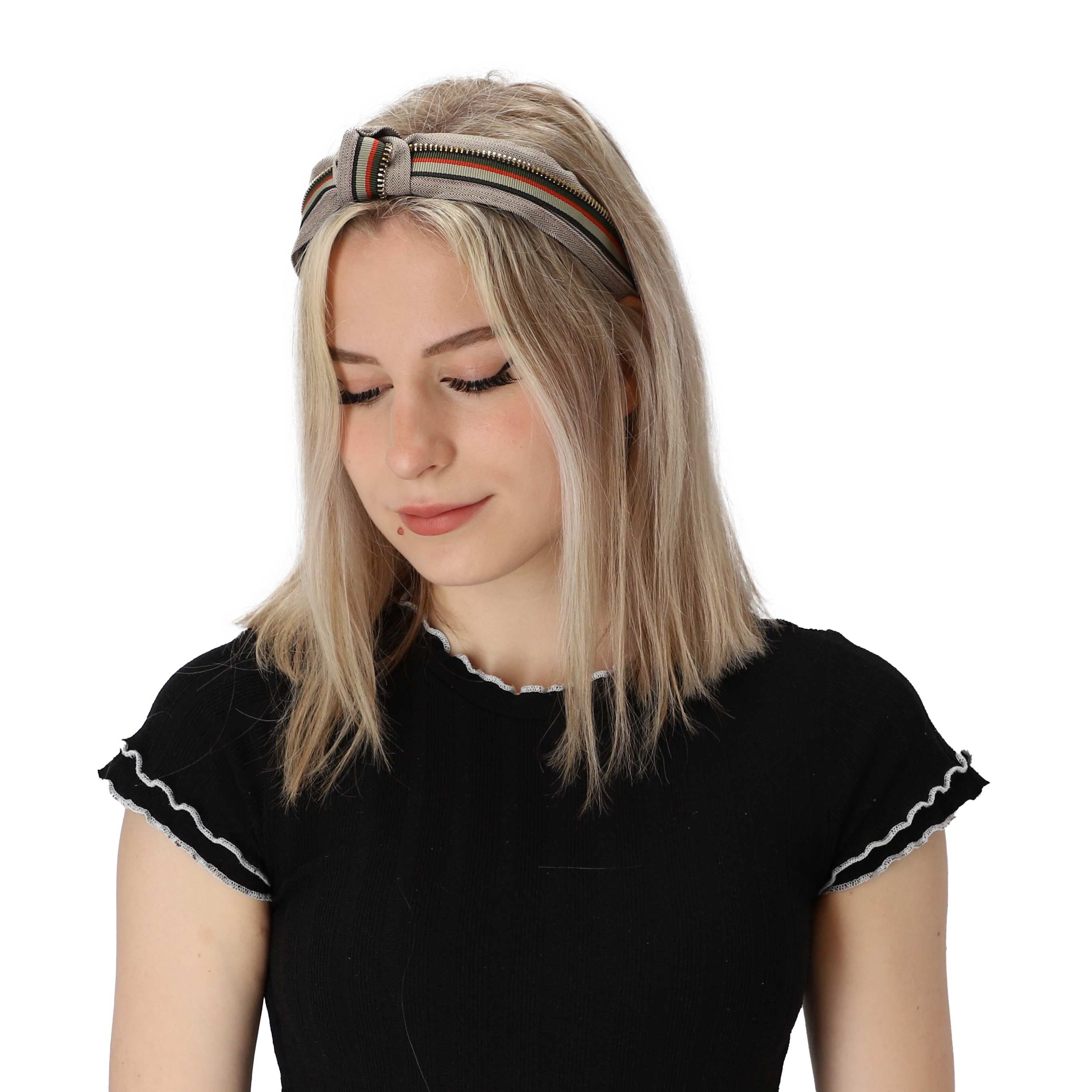 halsüberkopf Accessoires Haarband Haarband Zipper, 1-tlg., modisches Haarband taupe