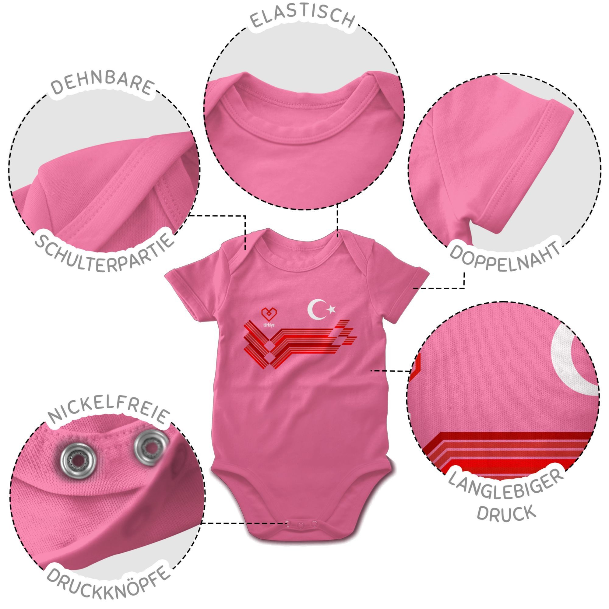 Shirtracer Shirtbody Türkiye Fanartikel EM, Türkei Wappen 2024 Fussball EM Fanartikel Baby