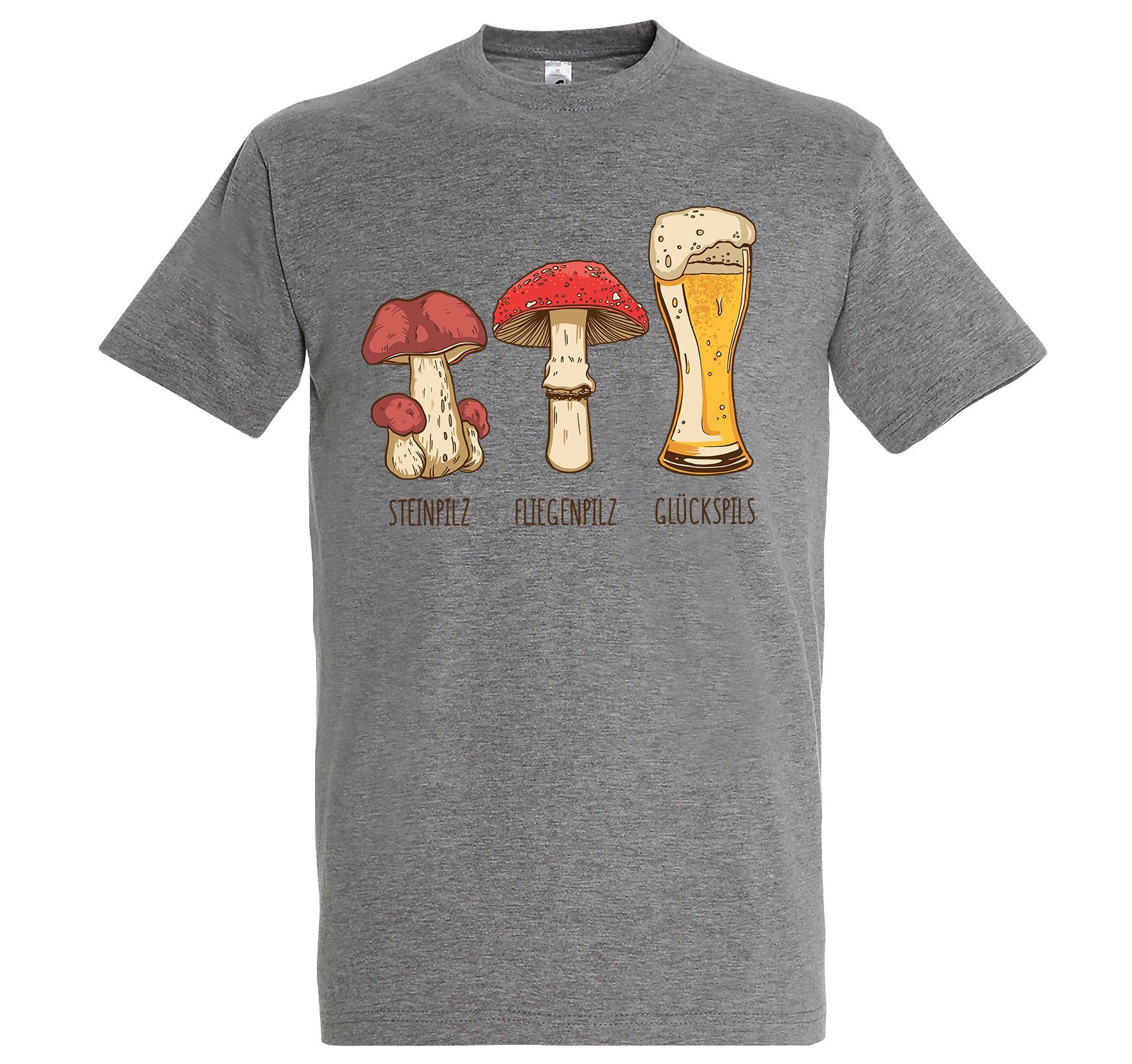 lustigem Logo T-Shirt Herren mit Grau Glückspils Aufdruck Youth Designz Print-Shirt