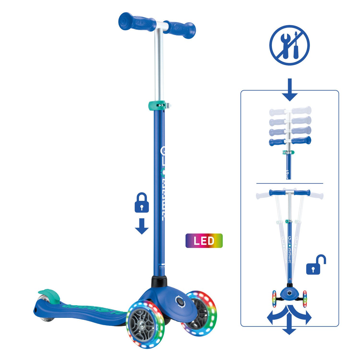 Globber Tretroller, Kinder- Scooter PRIMO PLUS LIGHTS