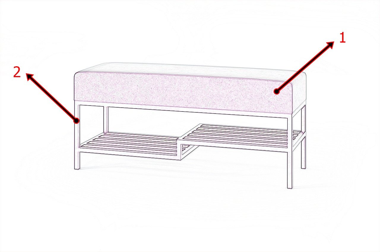 Design Möbel Sitzbank Sitzbank LOFT DESIGN 80cm Gepolsterte Bank mit Ablage Industrial Stil – Bild 4 von 5