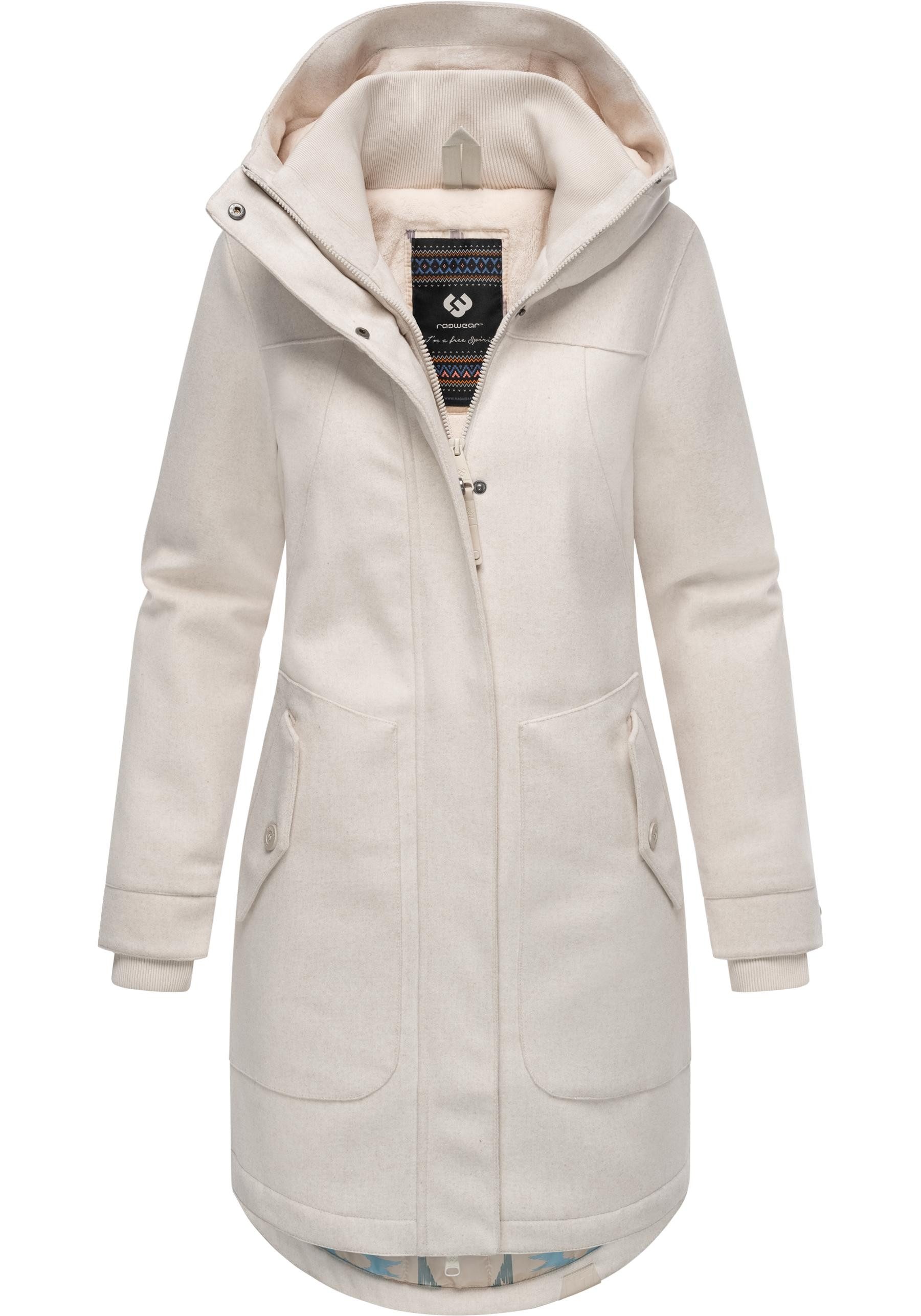 Ragwear Wintermantel Jannisa Coat Klassischer Damen Kurzmantel mit Kapuze