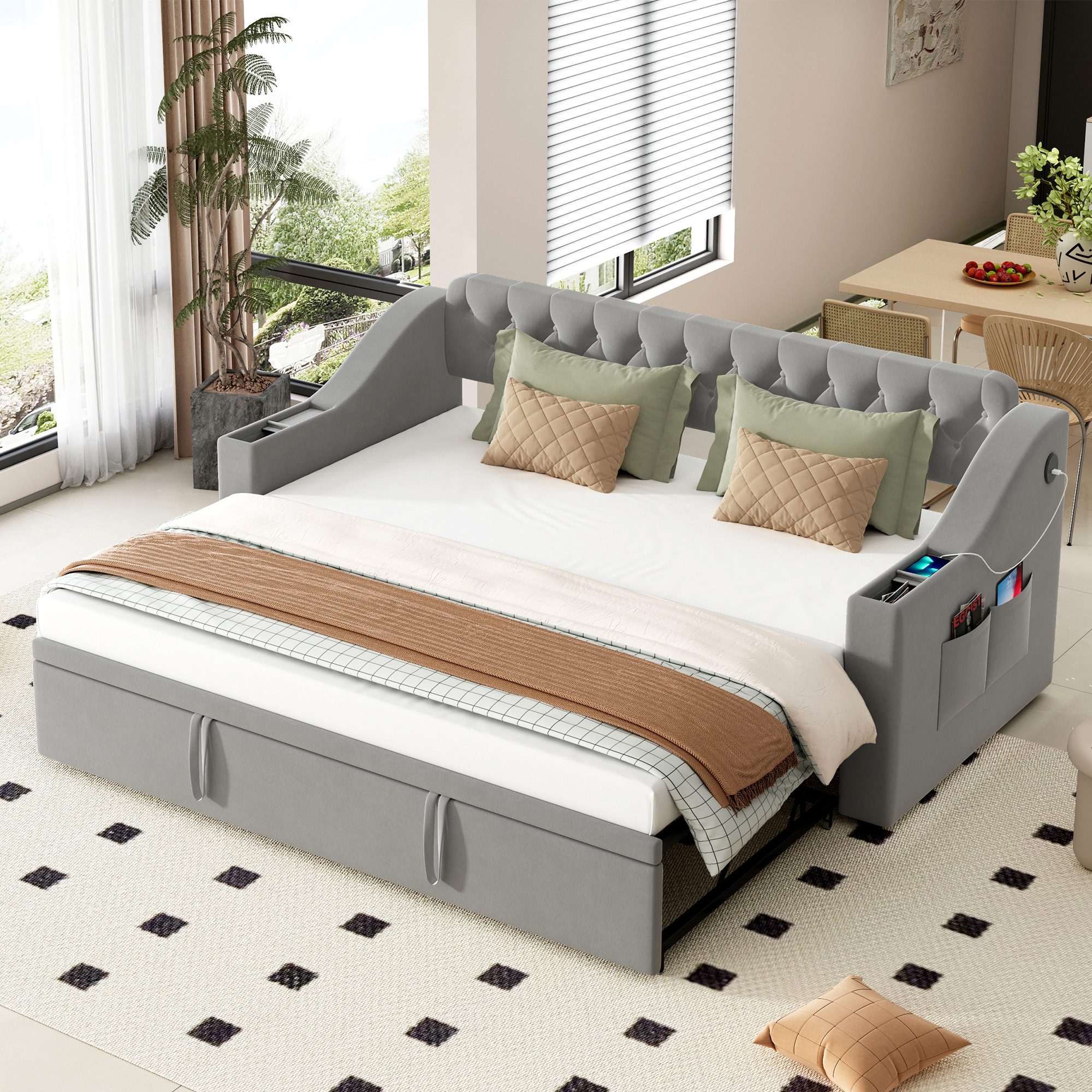 OKWISH Schlafsofa Doppelbett Daybett Tagesbett Polsterbett, mit USB-Ladeans günstig online kaufen