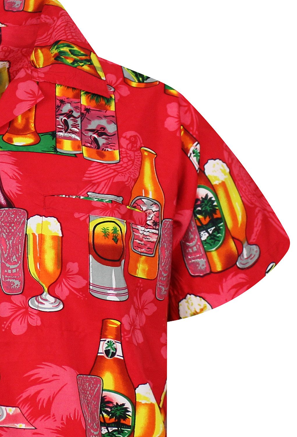 King Kameha Hawaiihemd "Beerbottle" Funky Hawaii-Hemd Herren Kurzarm Front-Tasche Stylish – Bild 4 von 5
