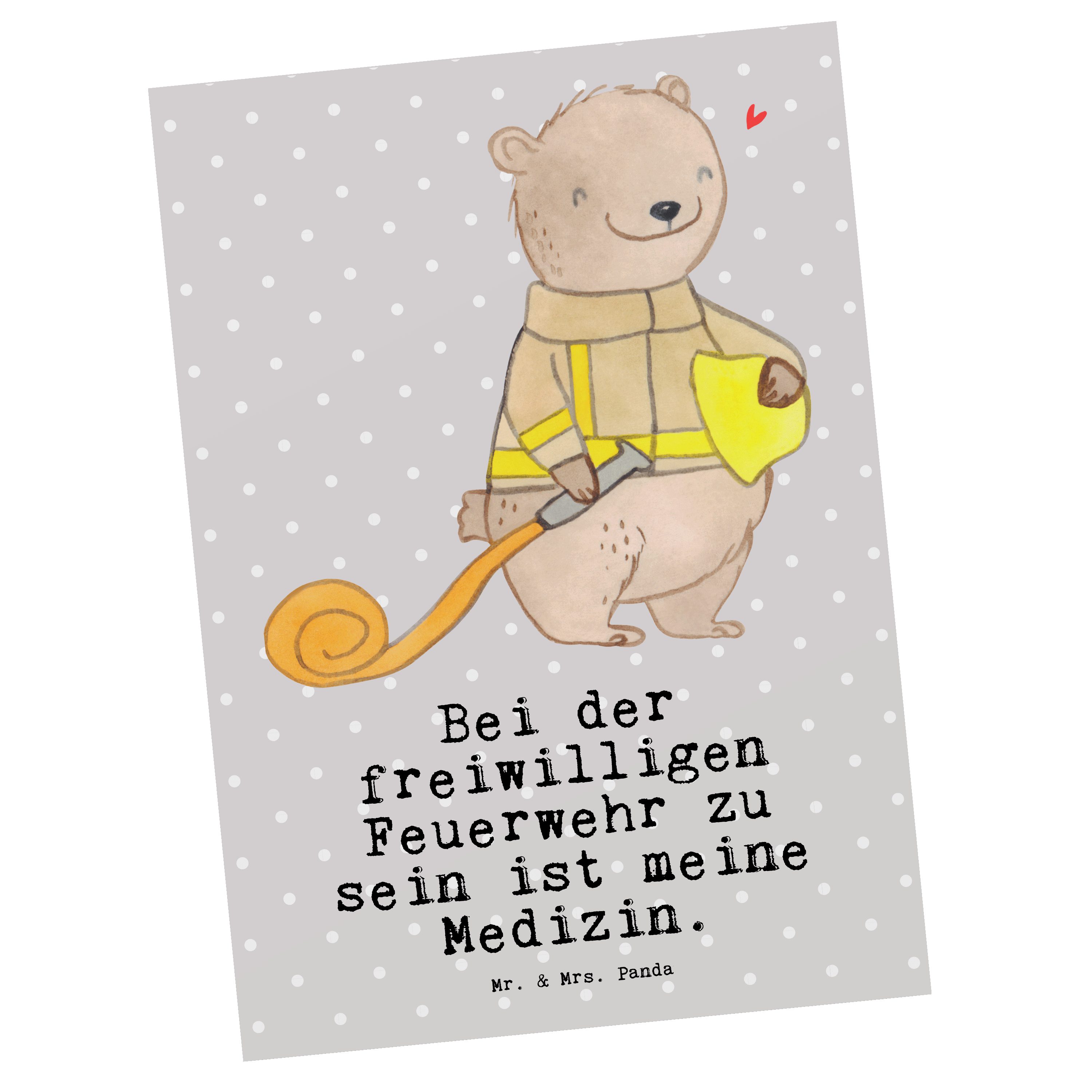 Mr. & Mrs. Panda Geschenk, - Medizin - Postkarte Grau Pastell Freiwillige Bär Feuerwehr Geschenk