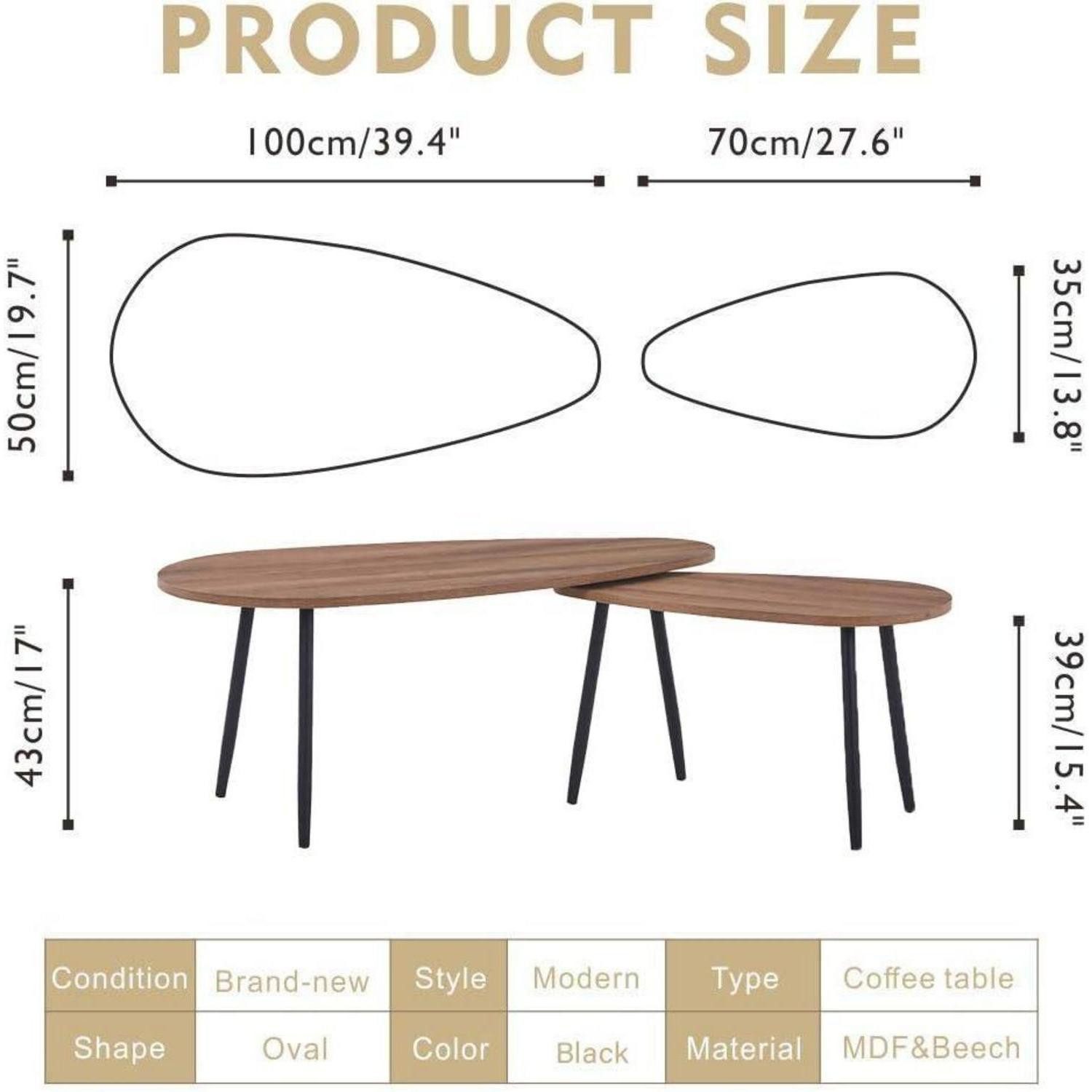 LuxusKollektion Couchtisch 2er Set Couchtisch Rund Holz Moderner Wohnzimmer günstig online kaufen