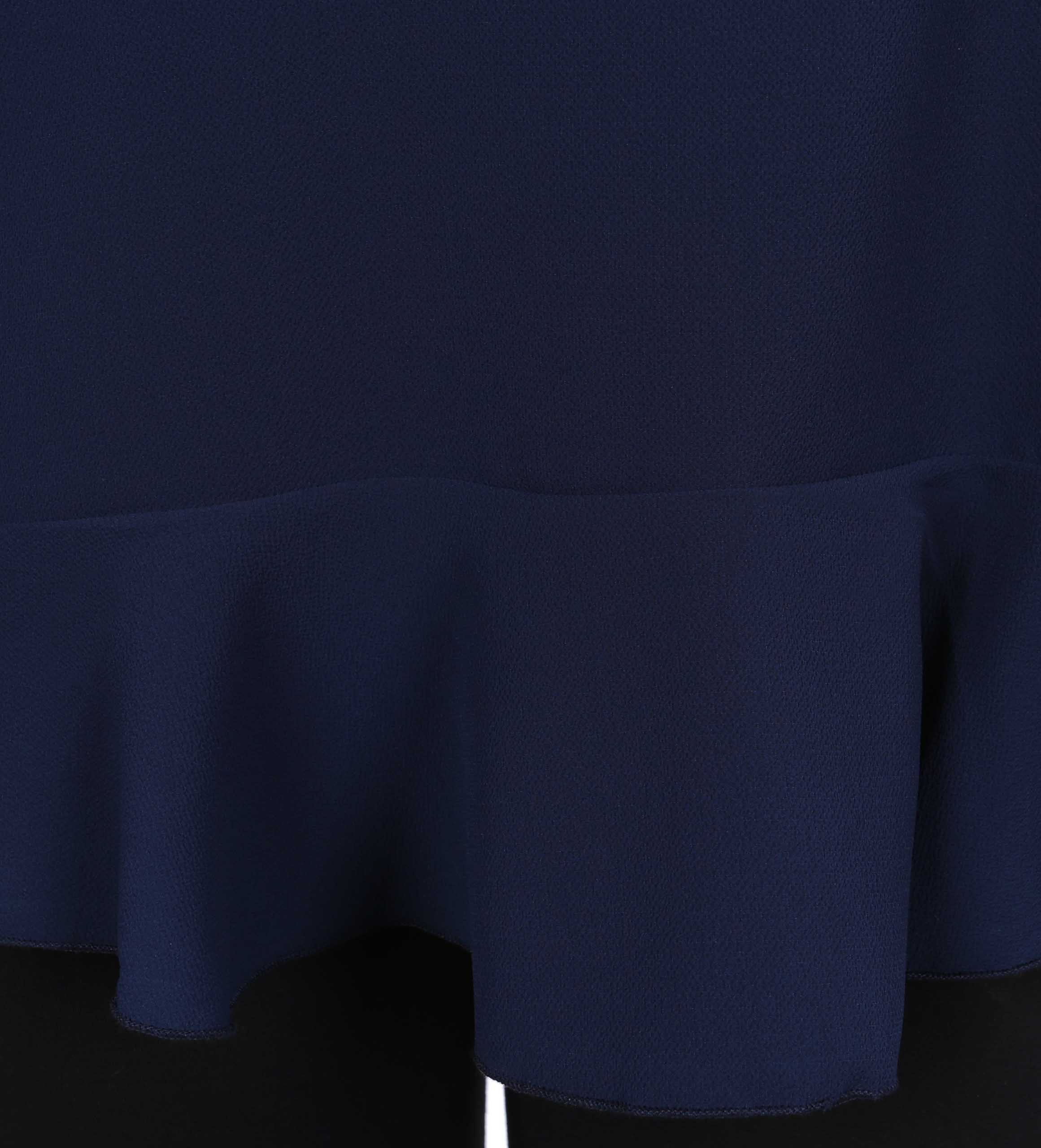 Rüschenbluse John Zack Dunkelblaue Bluse mit Rüsche L
