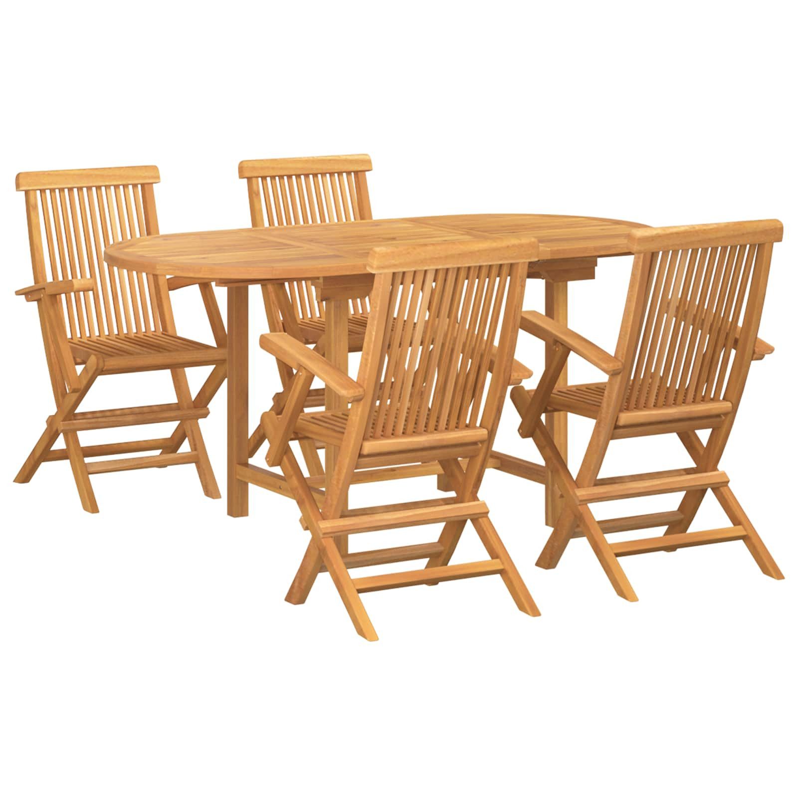 vidaXL Gartentisch Garten Essgruppe 5 Stk. Braun Massivholz (5-St)