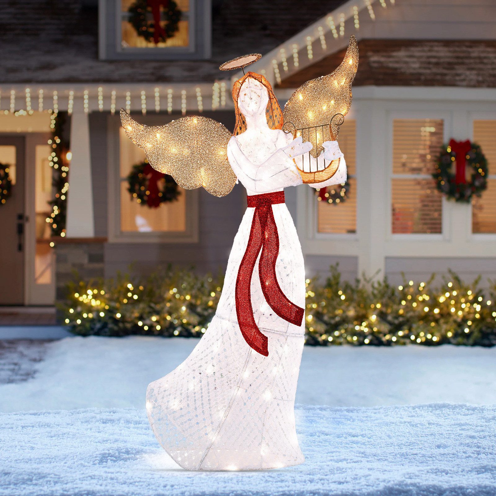 COSTWAY Weihnachtsfigur, mit 120 LED-Lichtern, 150cm hoch, Weihnachtsdeko günstig online kaufen