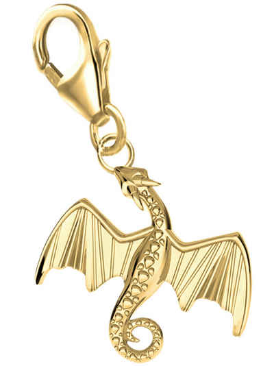 Goldene Hufeisen Charm-Einhänger Drache Karabiner Charm 925 Sterling-Silber Gold vergoldet Anhänger, Tier-Schmuck für Armbänder oder Kettenanhänger