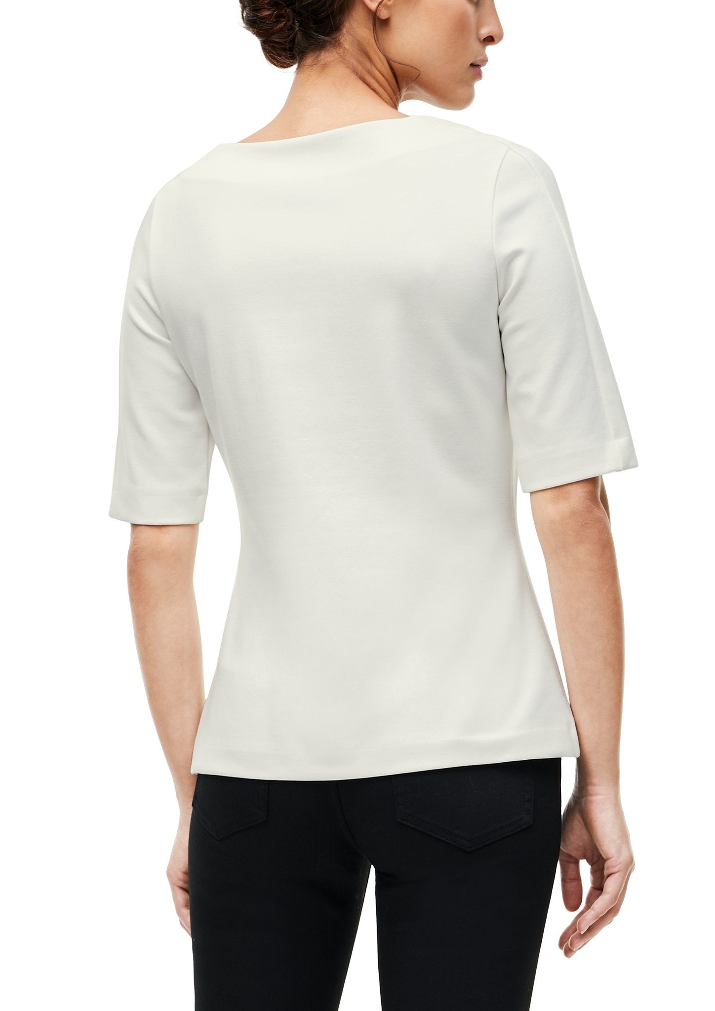 Damen Shirts s.Oliver BLACK LABEL Kurzarmshirt Shirt mit Zierknöpfen (1-tlg) Zierknopf