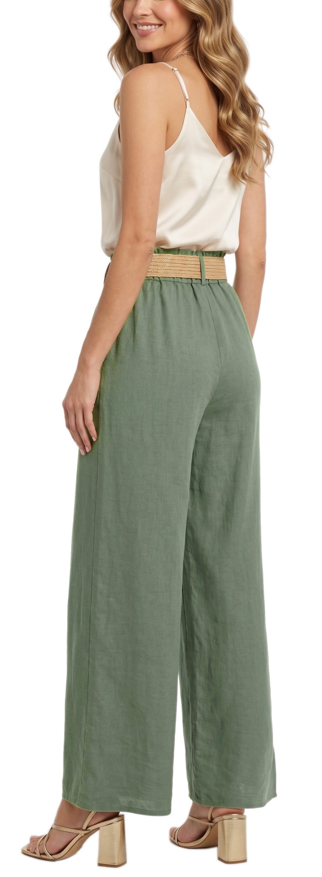 dy_mode Palazzohose Damen High Waist Palazzohose Weitbein Hose Schlupfhose Sommer Strand in Unifarbe, High Waist, mit elastischem Bund