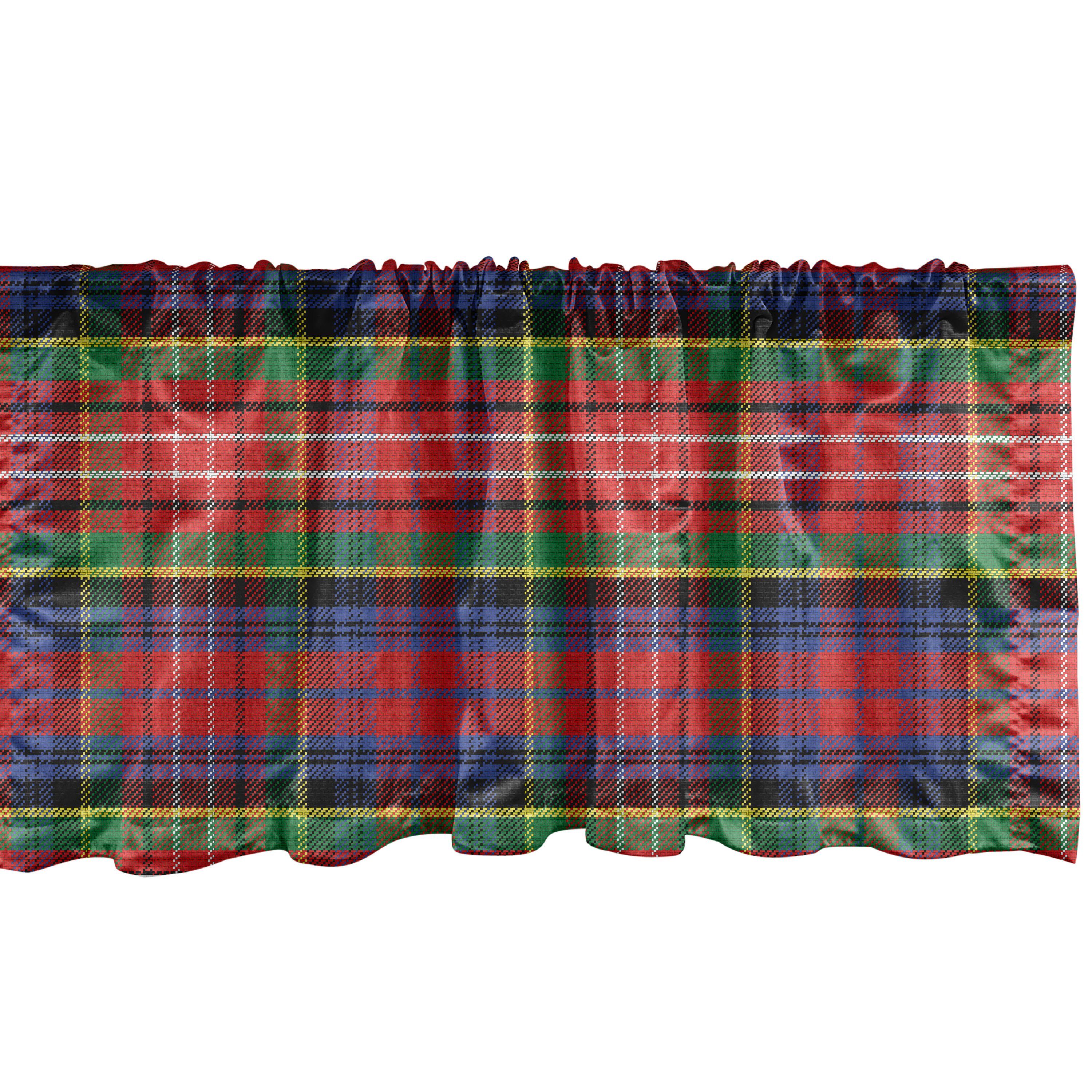 Scheibengardine Vorhang Volant Plaid Microfaser, für Küche Caledonia schottischen mit Abakuhaus, Stangentasche, Schlafzimmer Dekor Stil
