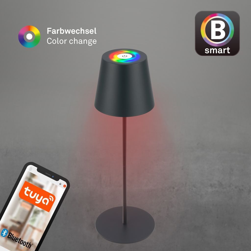 Briloner Leuchten Tischleuchte Tischlampe Appsteuerung dimmbar Touch Wohnzimmer 7559015, Dimmfunktion, LED fest integriert, 2700K - Extra-Warmweiß, LED Tischlam – Bild 5 von 5