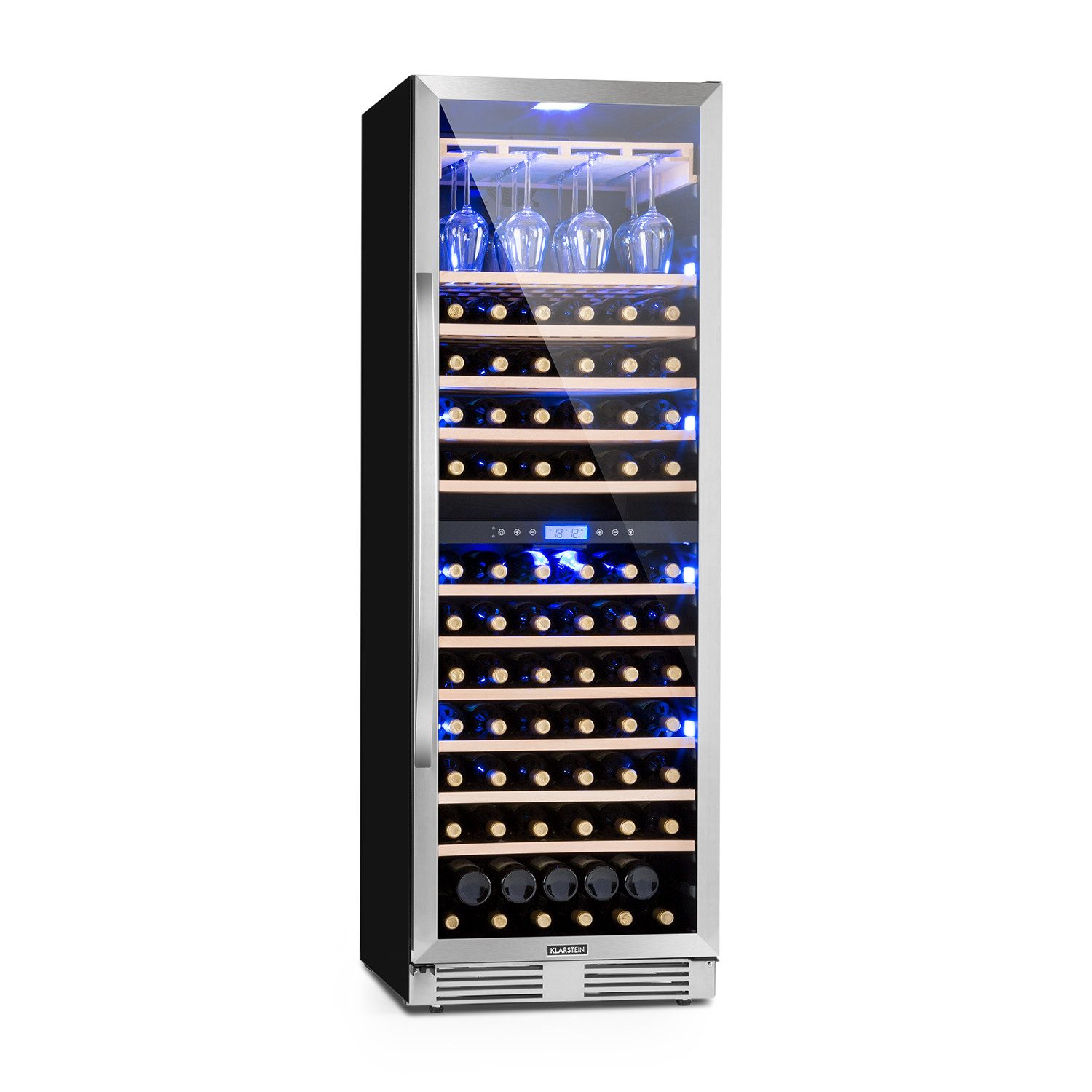 Klarstein Weinkühlschrank Vinovilla Grande 165 Built-in Duo Weinkühlschrank 425L 165 Fl 2 Zonen, für 165 Standardflaschen á 0,75l,2 Zonen Wein Flaschenkühlschrank Weintemperierschrank Weinschrank