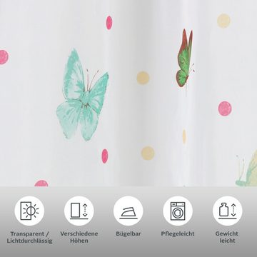 Gardine Schmetterling, Lüttenhütt, Ösen (1 St), transparent, bedruckte Kindergardine, transparent, verschiedene Größen