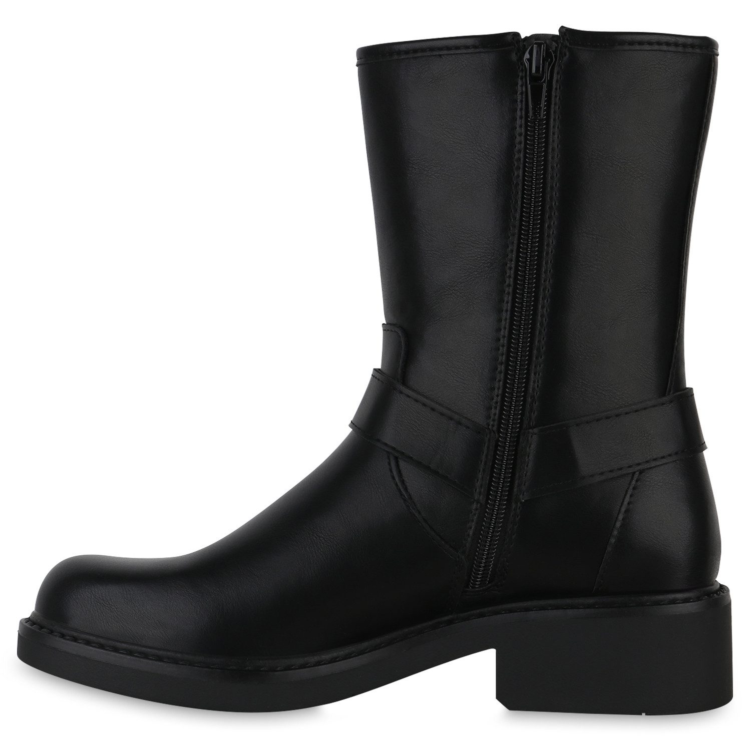 VAN HILL 840869 Bikerboots Damen Biker Boots Stiefeletten Nieten Stiefel Sc günstig online kaufen