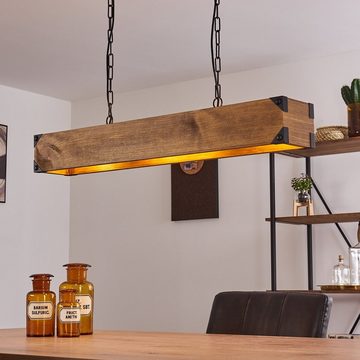 hofstein Pendelleuchte »Spezia« Hängelampe aus Holz/Metall in Braun/Schwarz, ohne Leuchtmittel, 4xE27, Höhe max. 109cm, längliche im Retro/Vintage-Desgin