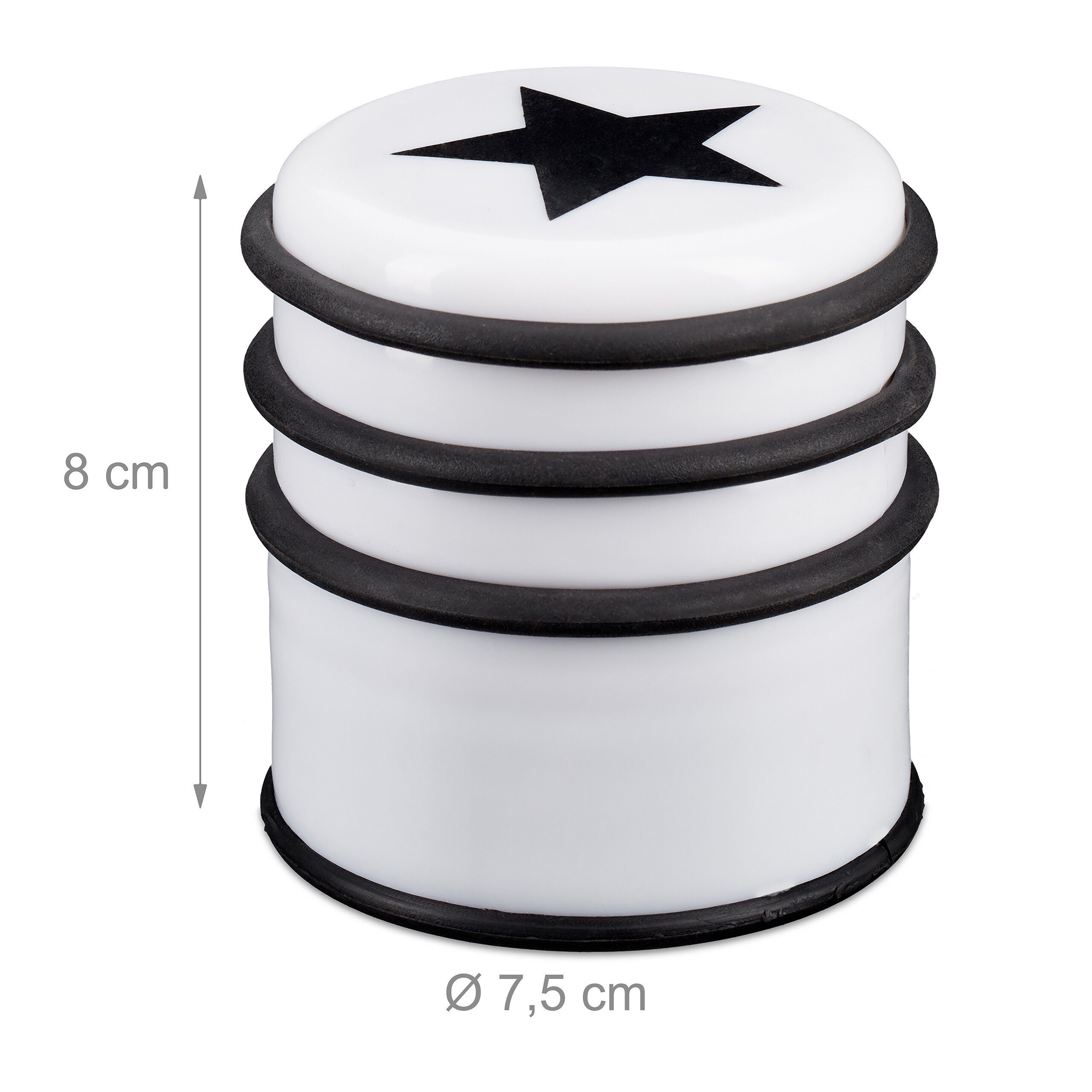 Schwarz 3er Stern-Motiv, Set Weiß relaxdays mit Türstopper Bodentürstopper Weiß