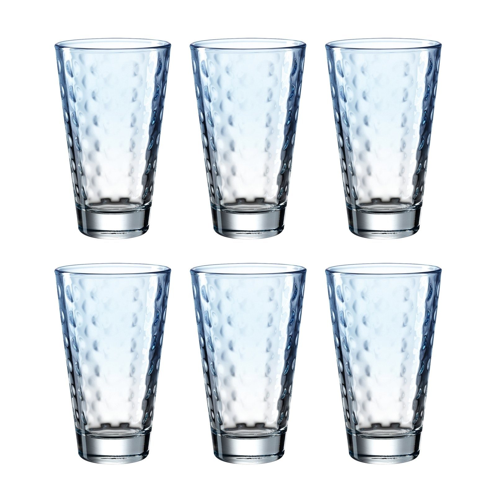 LEONARDO Glas Trinkglas Hellblau, 6er Optic, Glas, Saftglas Wasserglas