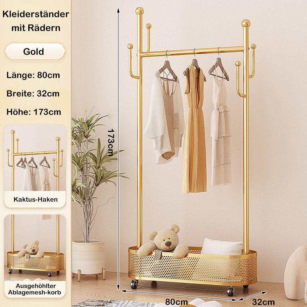 NUODWELL Kleiderständer Garderobenständer, Rollbare Metall Kleiderständer günstig online kaufen