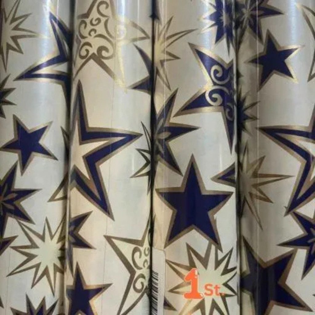 Geschenkpapier Geschenkpapier Weihnachten blau, (1St), Zwei edle Designs für festliche Vielfalt