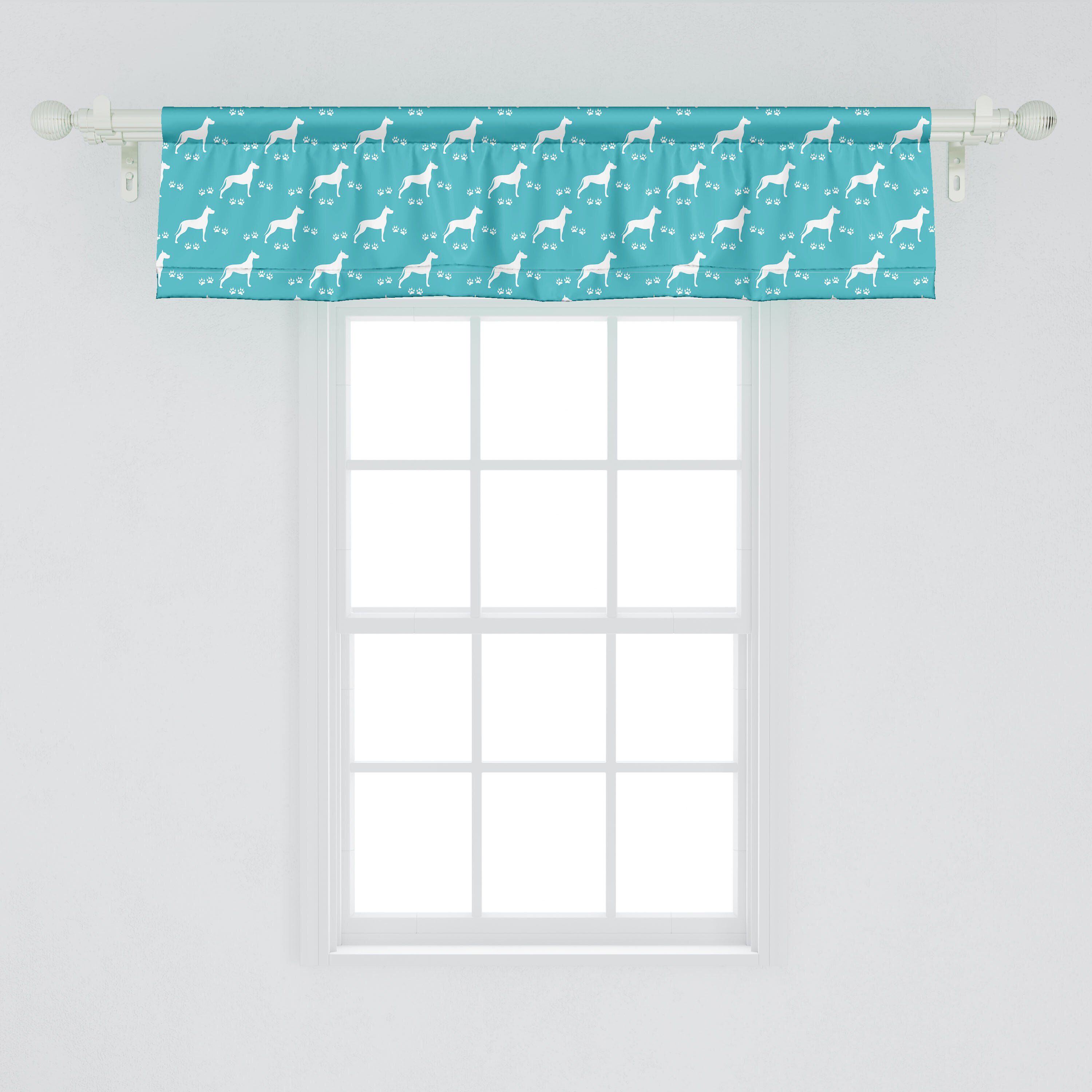 Scheibengardine Vorhang Volant für mit Microfaser, Hundeliebhaber Abakuhaus, Paw Küche Stangentasche, Hund Schlafzimmer und Silhouetten Dekor