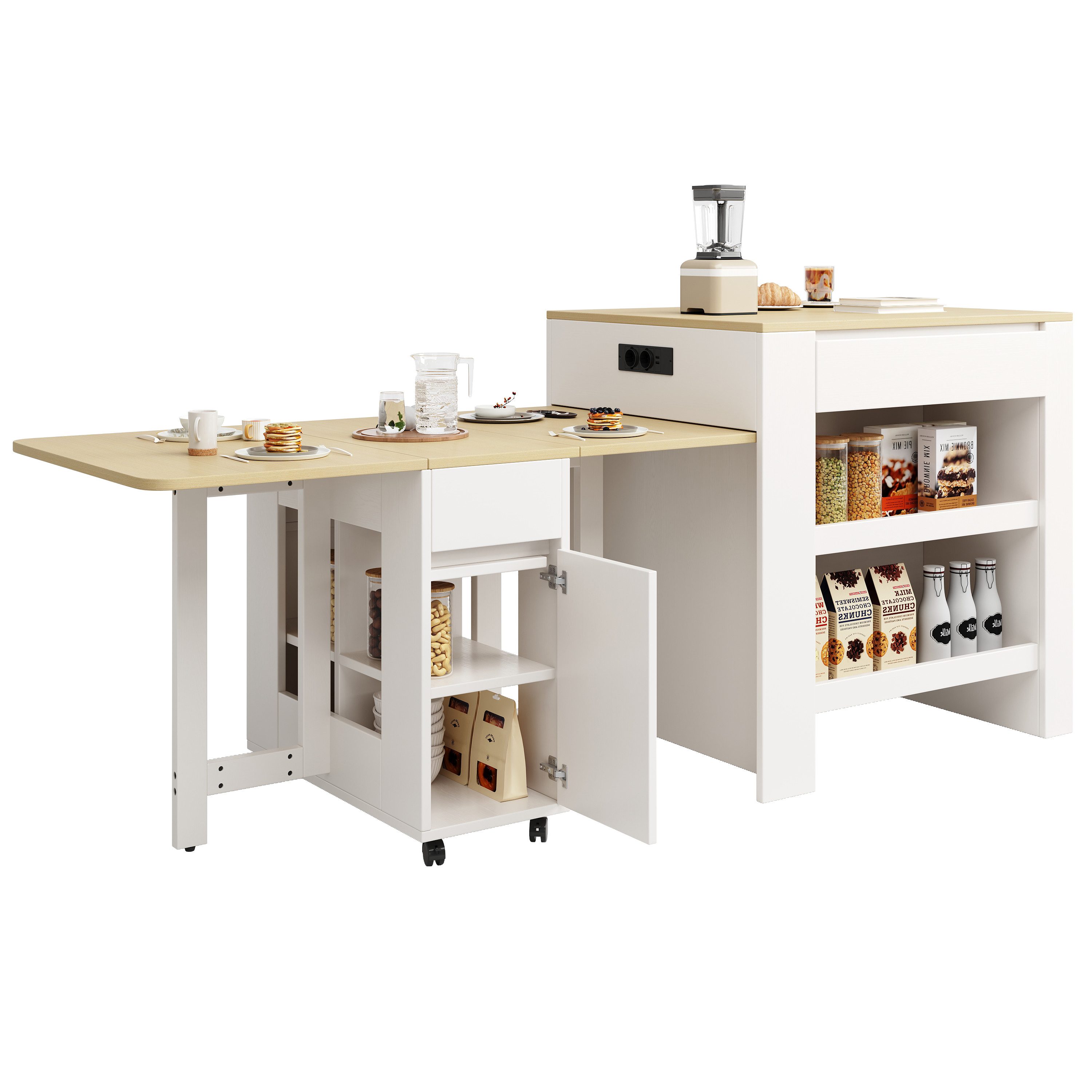 KLAM HOME Kücheninsel Ausziehbarer Bartisch mit günstig online kaufen