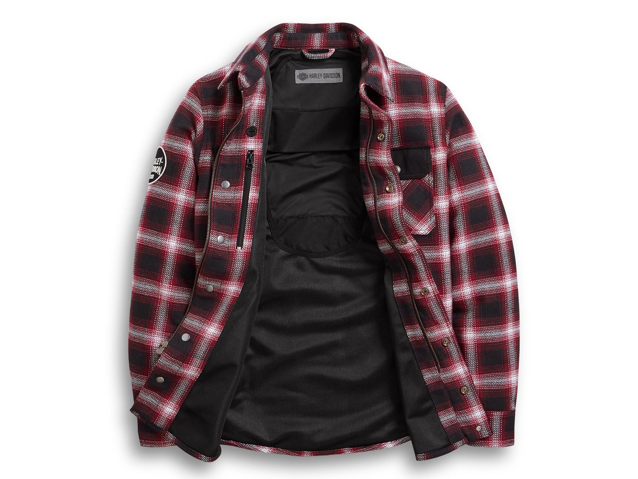 HARLEY-DAVIDSON Motorradjacke Arterial Abrasion-Resistant Slim Fit Riding Shirt Jacket für Herren Verstärkte Ellbogen und Schultern.