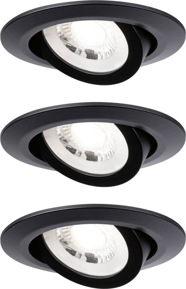 Paulmann Einbauleuchte Paulmann LED Einbauleuchte 3er Set schwarz Ø 8,2, LED,  Nicht dimmbar nicht Smart Home-fähig ohne Bewegungsmelder