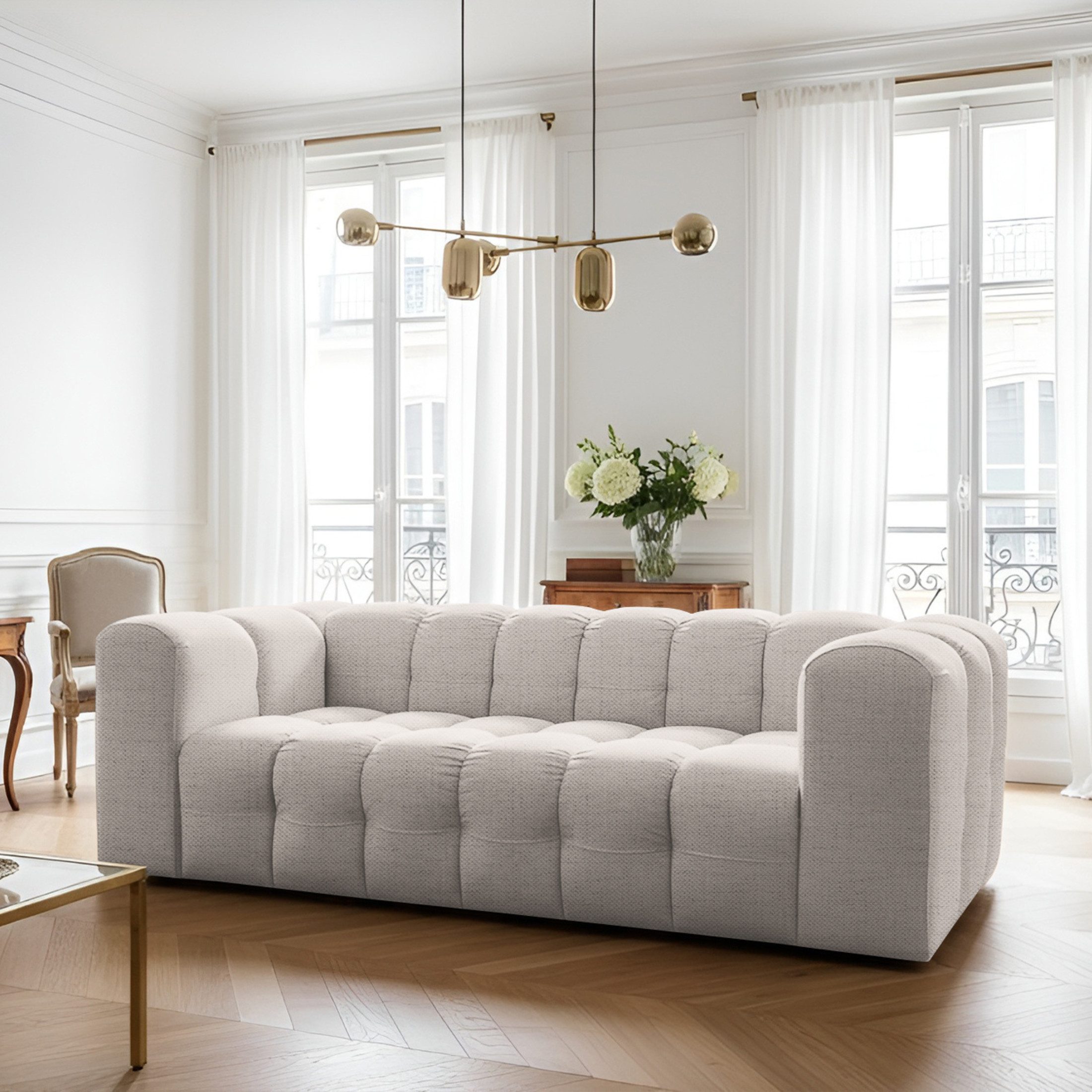 Friderik-EU 3-Sitzer Sofa Baloo, Modernes Design & Komfort für Dein Wohnzimmer, HR-Schaum und stabile Wellenfedern Typ A, Stoff Moly
