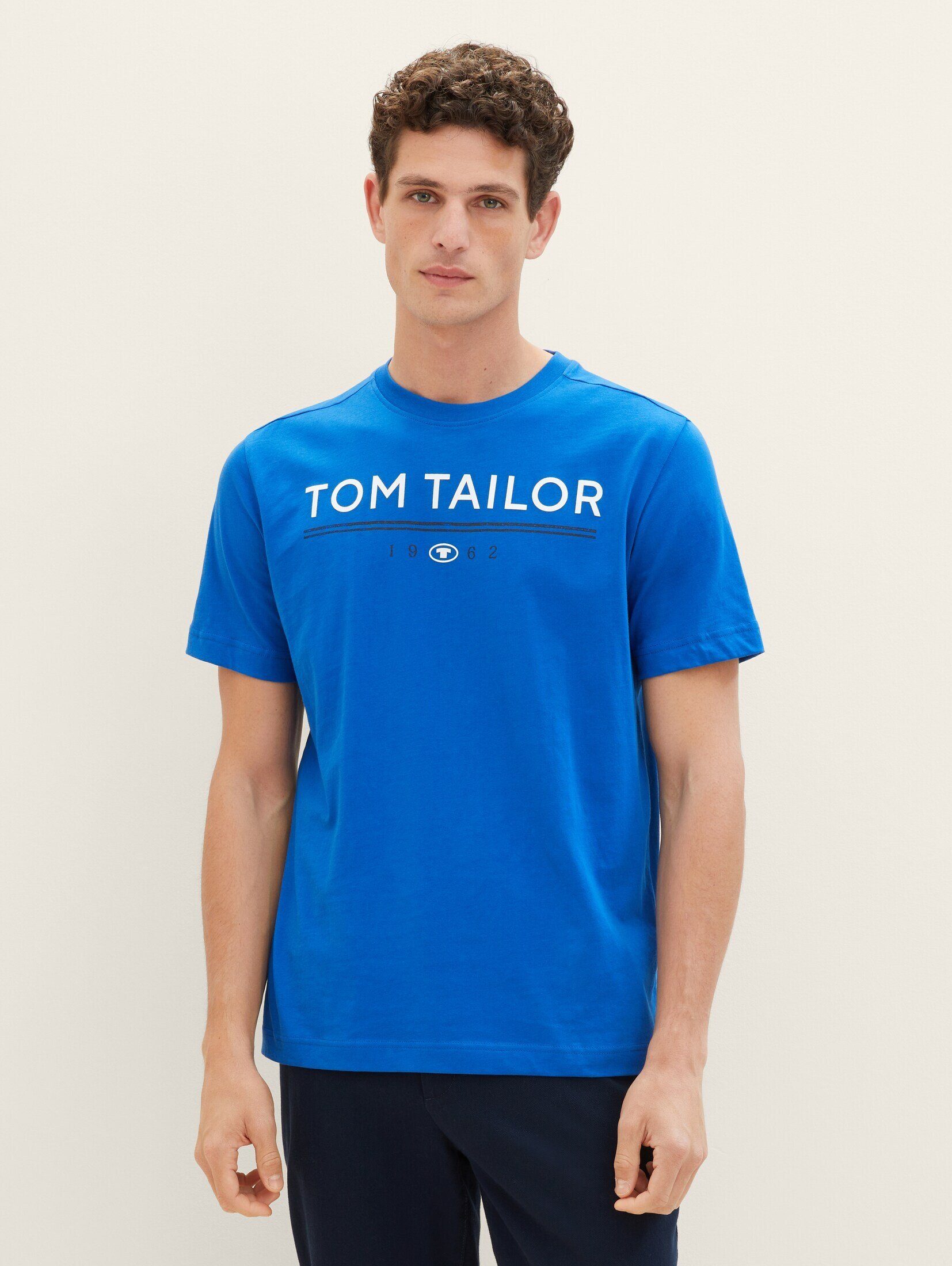 TOM TAILOR T-Shirt T-Shirt mit Logo Print sure blue