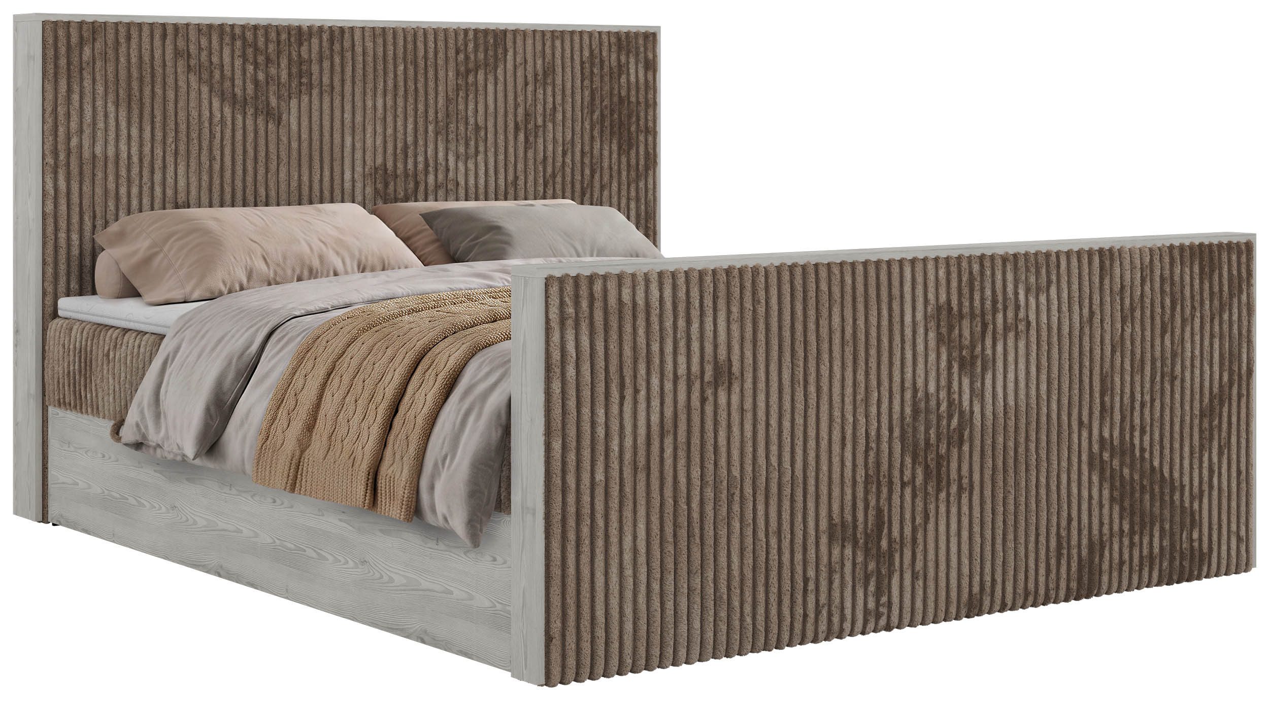 MKS MÖBEL Boxbett NORDIC DUO (Boxspringbett, Packung, Set, Multipocket-Matratze H3/H4, Frontblende, gepolstertes Kopfteil), Doppelbett, Frontblende, Möbelplattenelementen