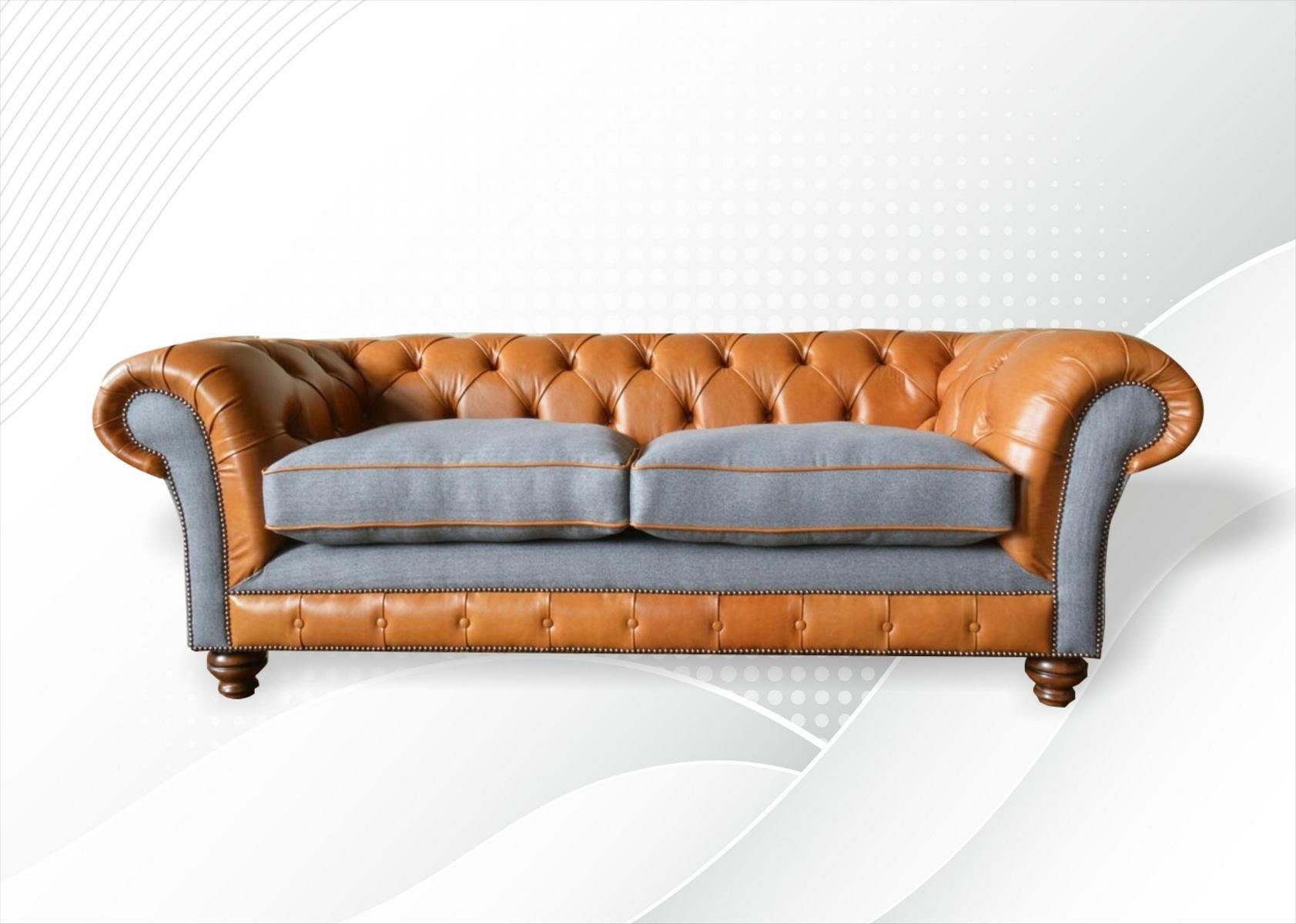 220 JVmoebel Knöpfen. cm, 3 Couch Sitzer Design Die mit Rückenlehne Sofa Chesterfield-Sofa, Chesterfield