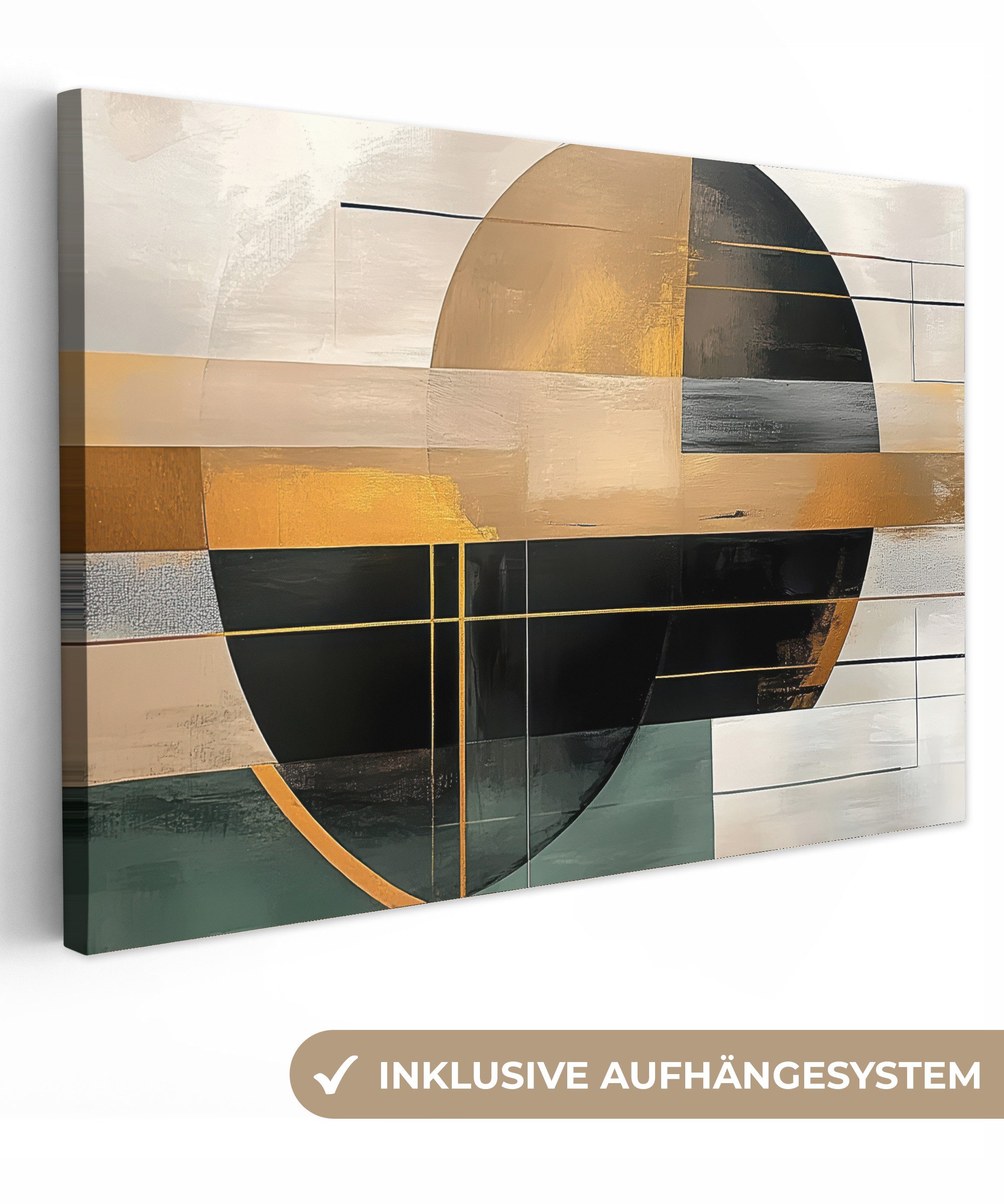 Leinwandbild Abstrakt - Gold - Bronze - Grün - Formen - Modern