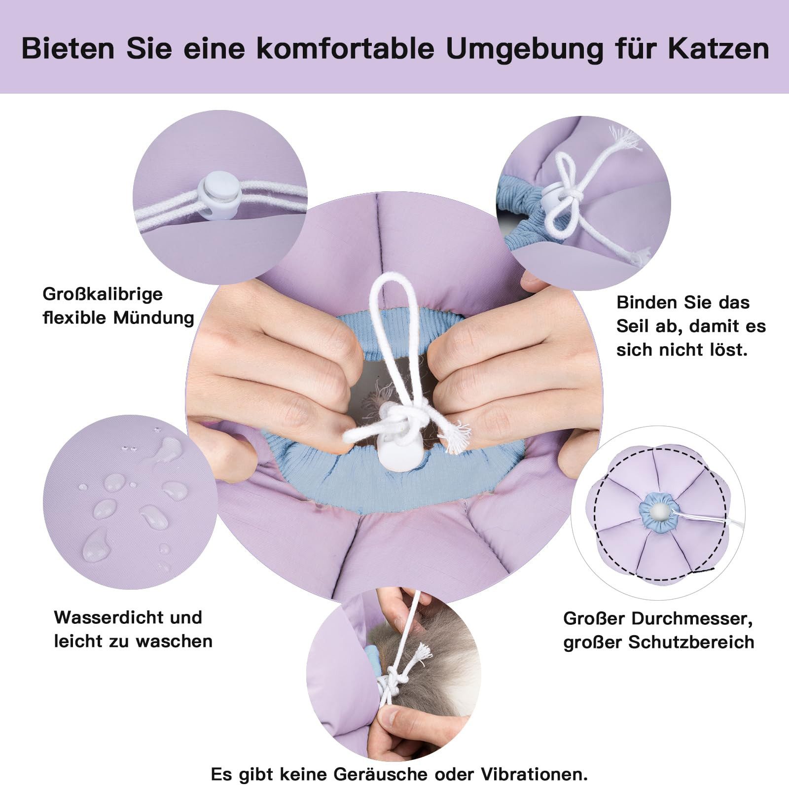 Ledander Schutzkragen Halskrause Katze, Einstellbarer Halskrause Katze Halsband, Kegelkragen, für Katzen Kleiner Hunde Nach Operation und Verletzungen (violett, M)