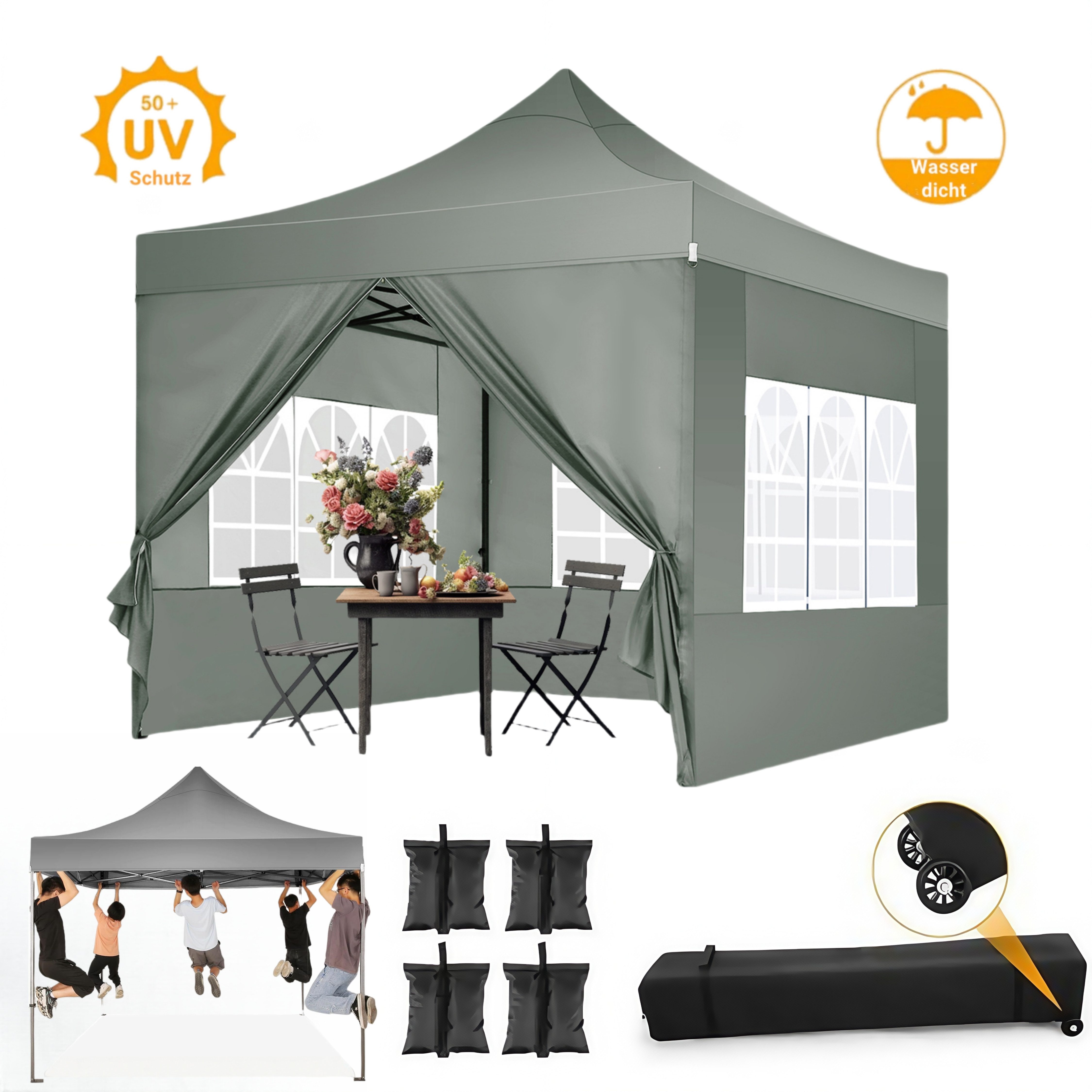 Tooluck Faltpavillon 3x3m Premium Pavillon mit günstig online kaufen