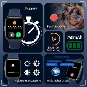 Gardien Smartwatch (1,83 Zoll, iOS Android), mit Telefonfunktion Fitness Armbanduhr 100+ Sportmodi Pulsuhr Stoppuhr