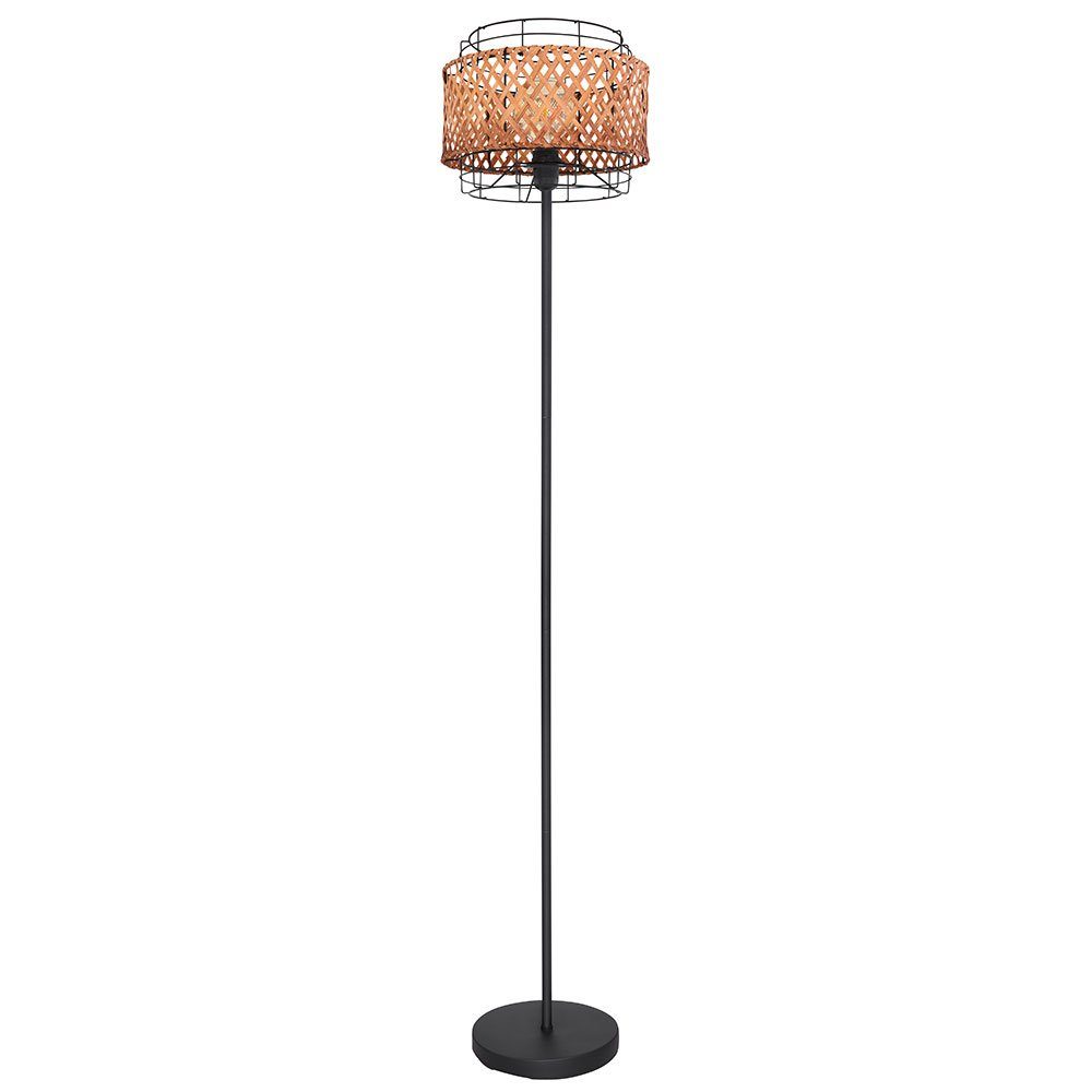 etc-shop Stehlampe, Leuchtmittel Bambus schwarz Metall Stehleuchte Stehlampe nicht Standleuchte inklusive