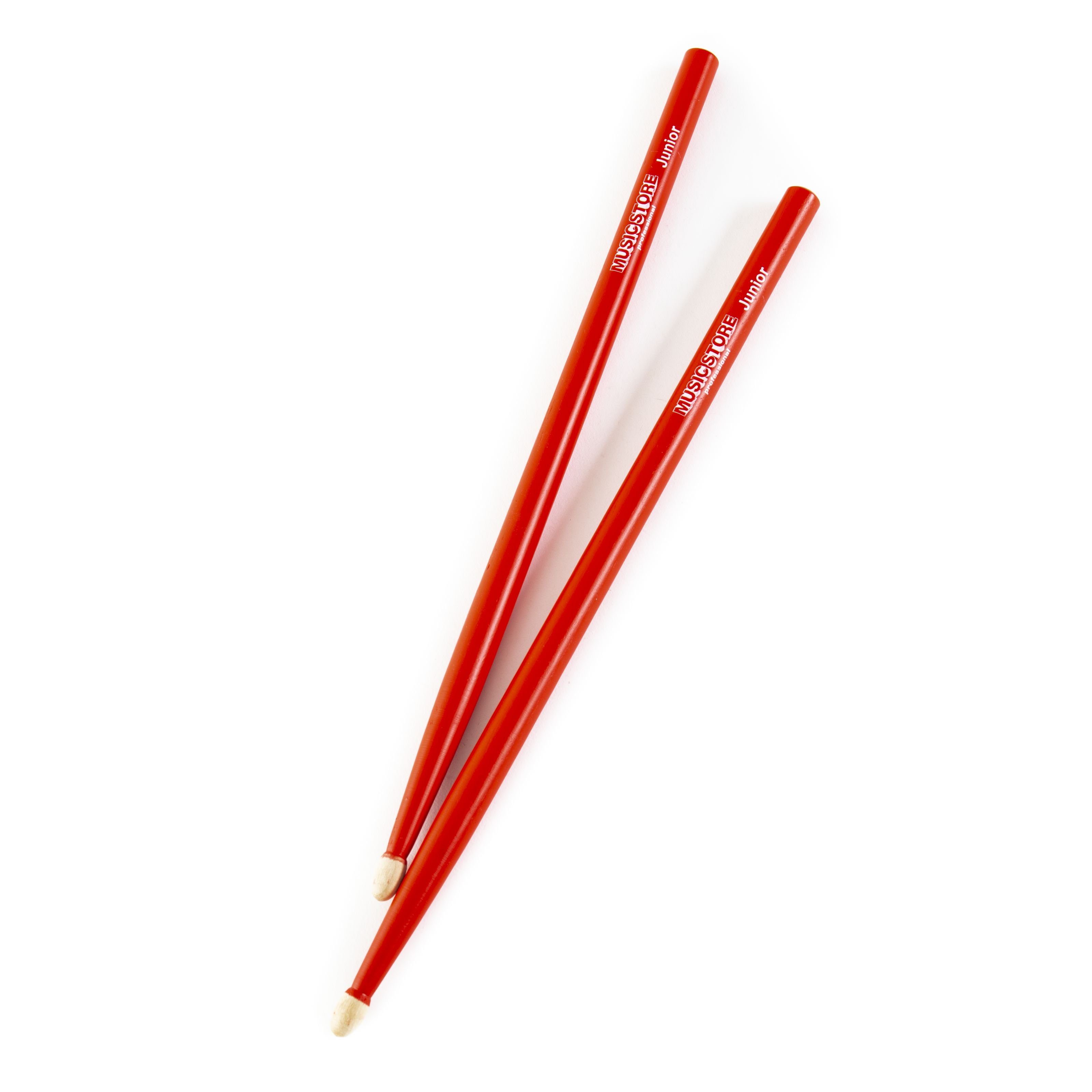 MUSIC STORE Drumsticks (MSY-R Junior Drumsticks 33cm 1.3cm Durchmesser Weißbuche Robust Professionell Ideal für Kinder 3-6 Jahre Rot, Sticks, Beater und Mallets, Drumsticks Holztip), Junior Drumsticks, Kinder Schlagzeugstöcke, Weißbuche Drumsticks
