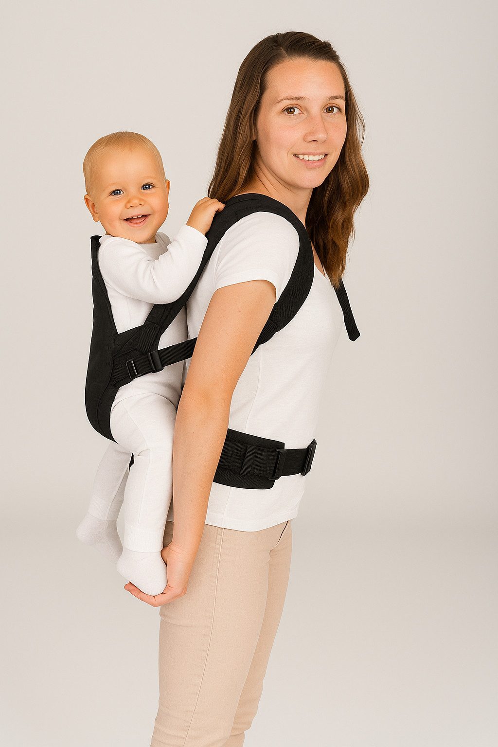 Fillikid Babytrage Walk 4in1 - Schwarz, Kindertrage Bauchtrage Rückentrage für Babys & Kleinkinder (3,5-15 kg)